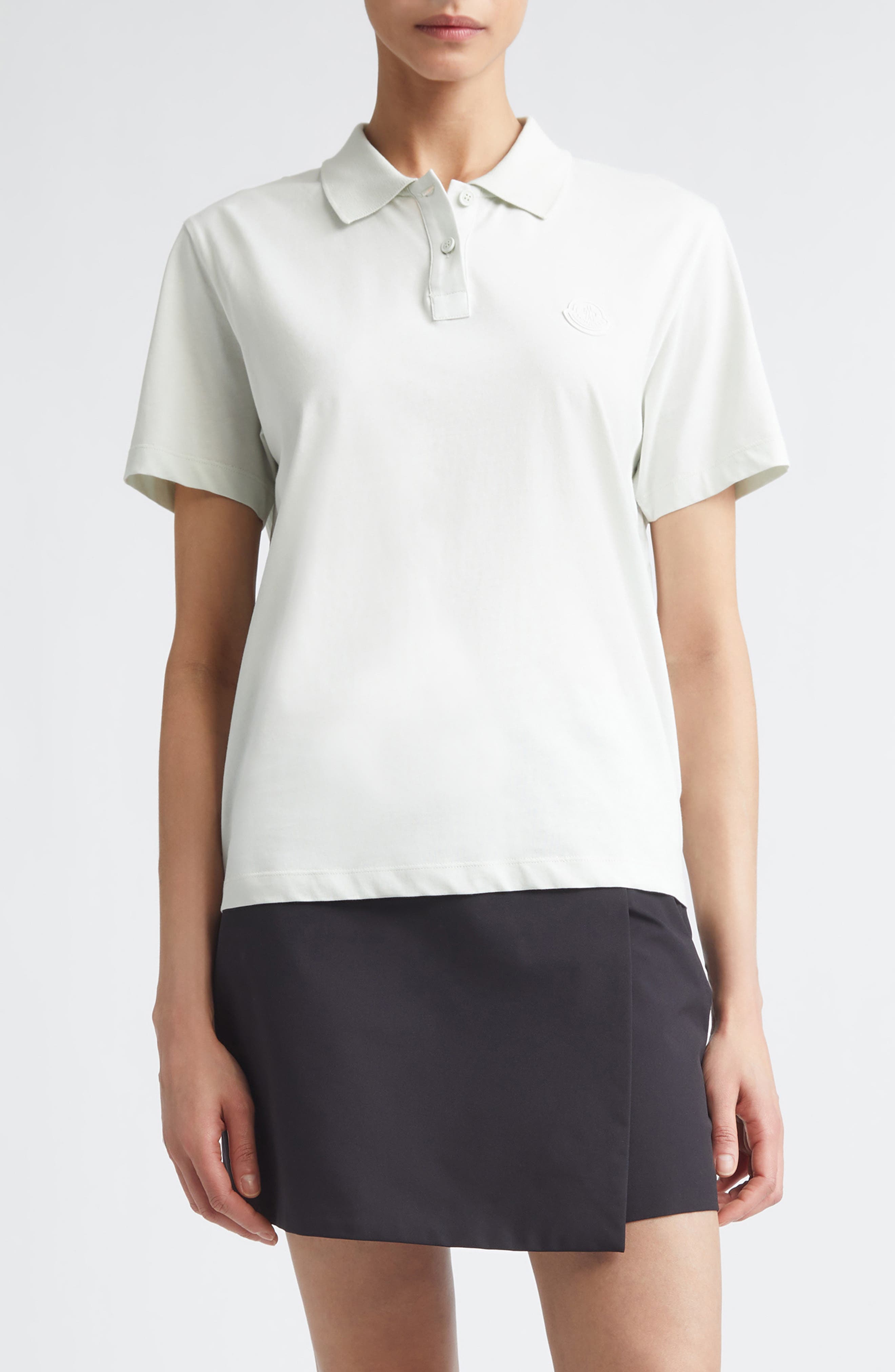 Pleated Back Mixed Media Polo - image 1