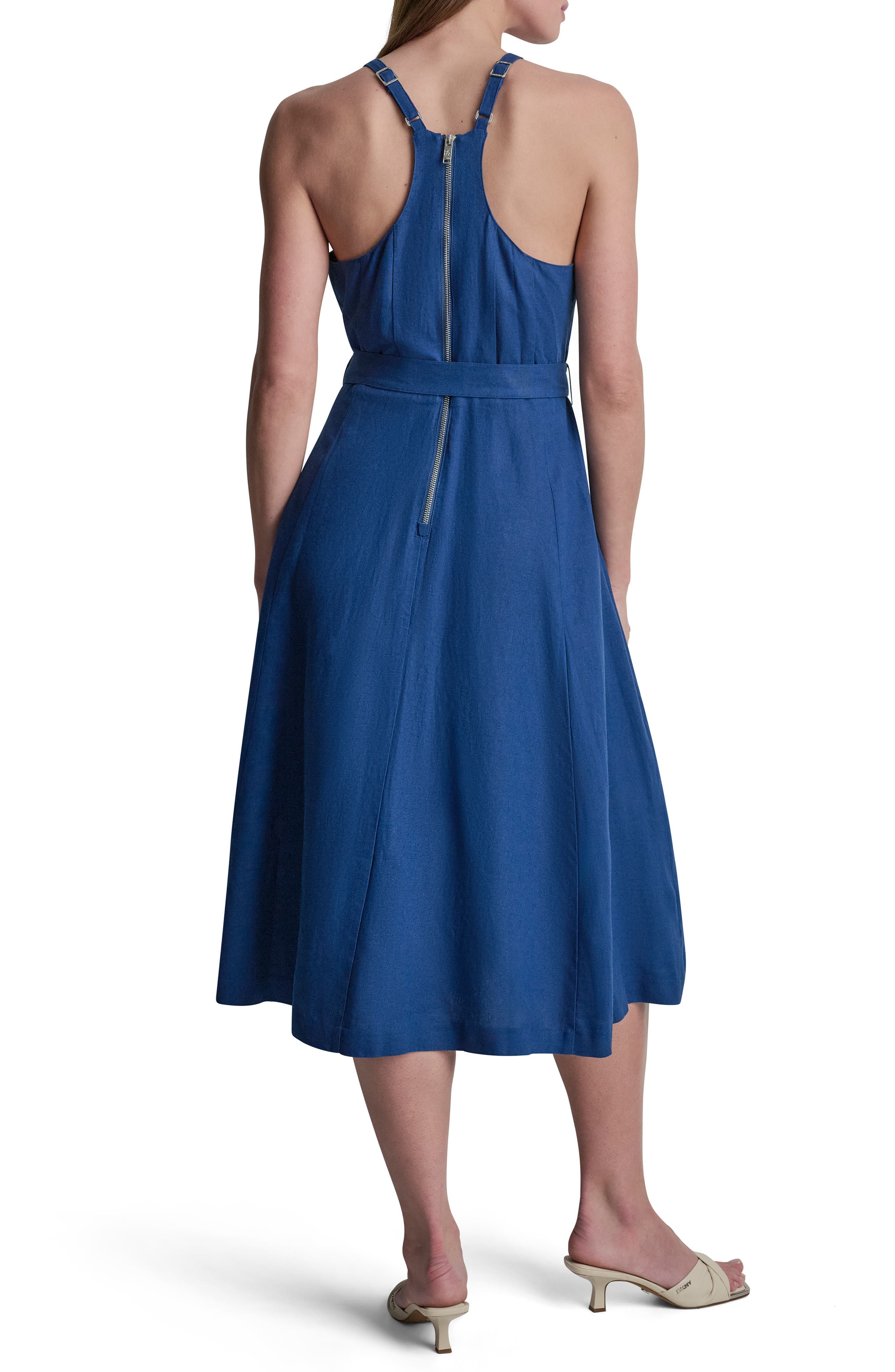 Belted Linen Blend Midi Dress - image 2