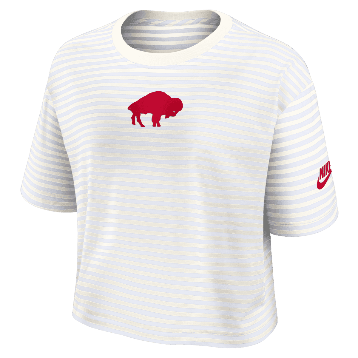 Women's Nike White/Cream Buffalo Bills Striped Cropped T-Shirt - image 2