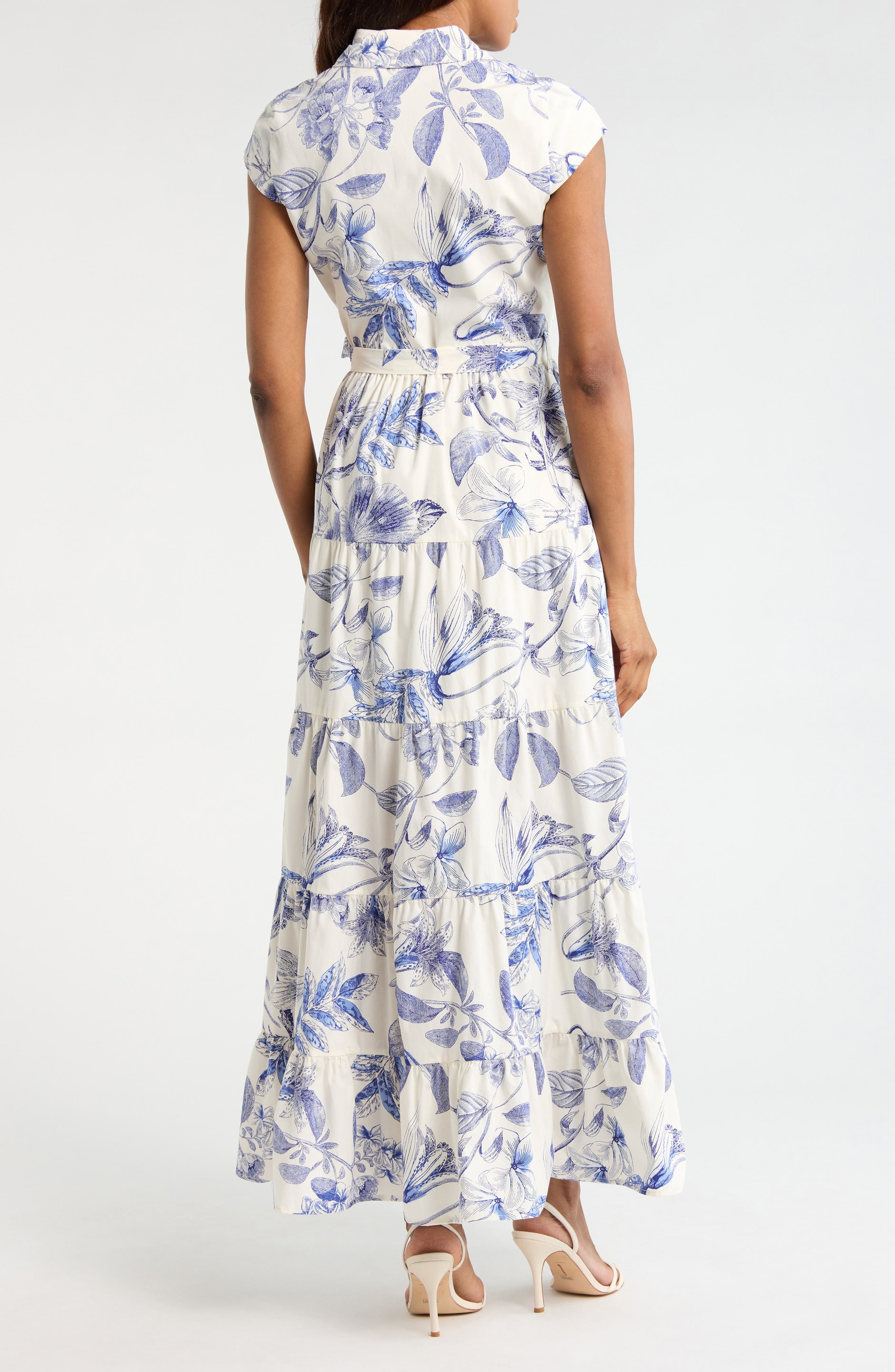 Floral Cap Sleeve Cotton Shirtdress - image 4