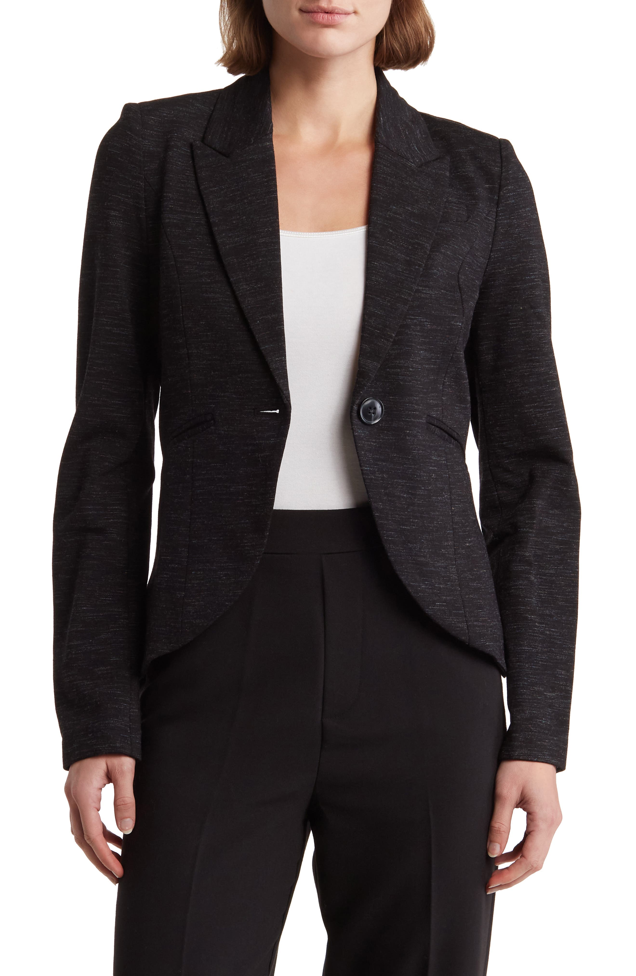 Peak Lapel High-Low Ponte Blazer - image 1