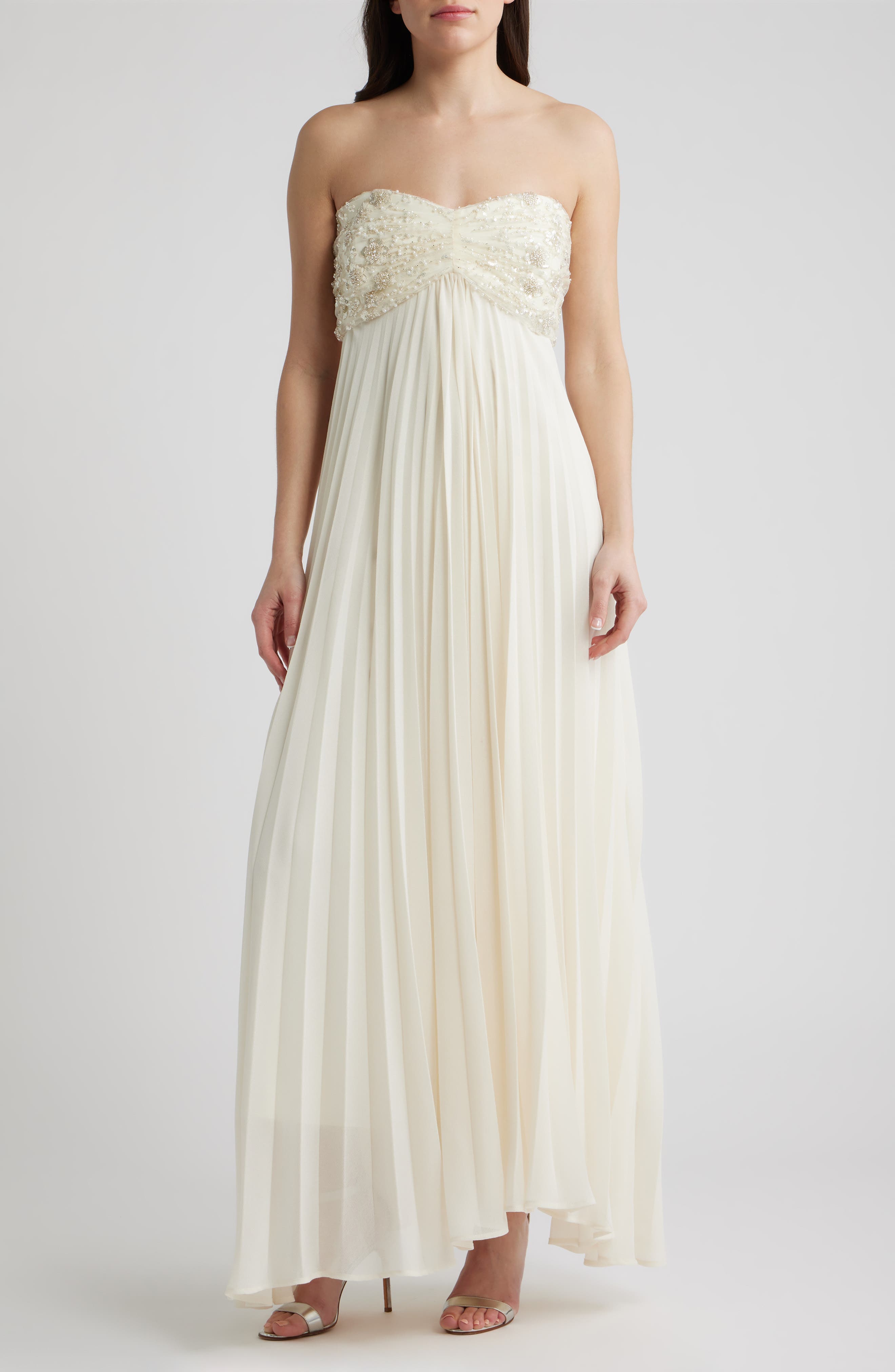 Sabrina Embellished & Pleated Strapless Gown - image 1