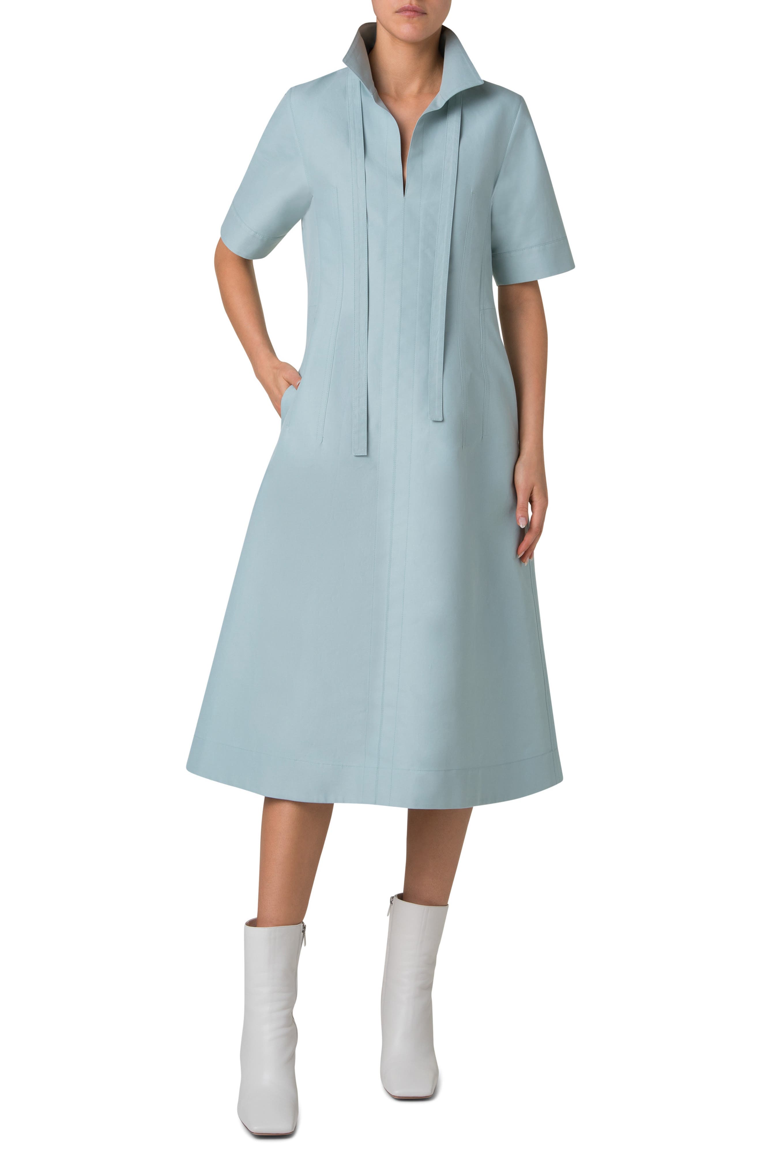 Short Sleeve Poplin Dress & Tie Set - image 1