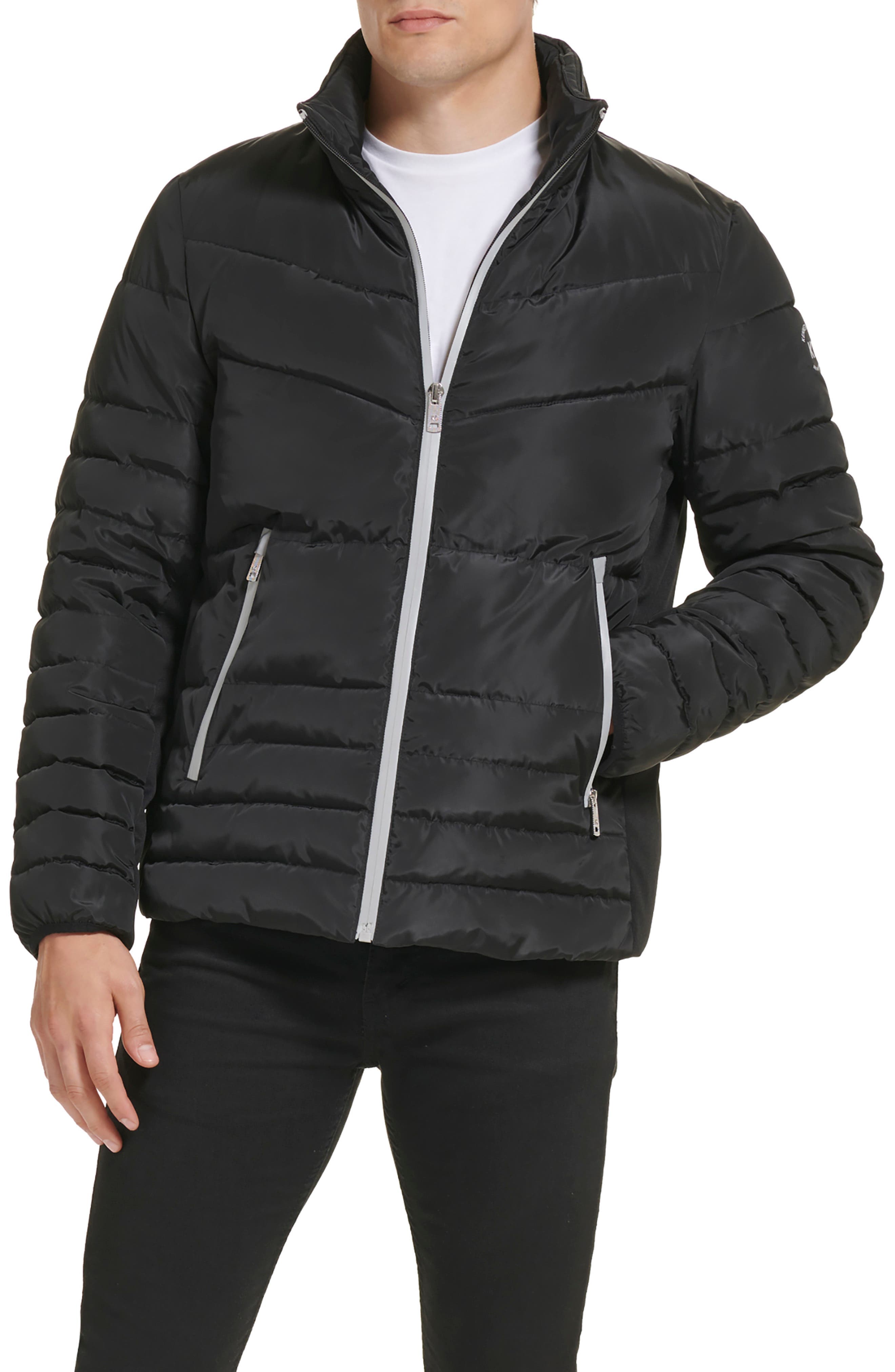 Faux Memory Full Zip Mixed Quilted Puffer Jacket - image 1