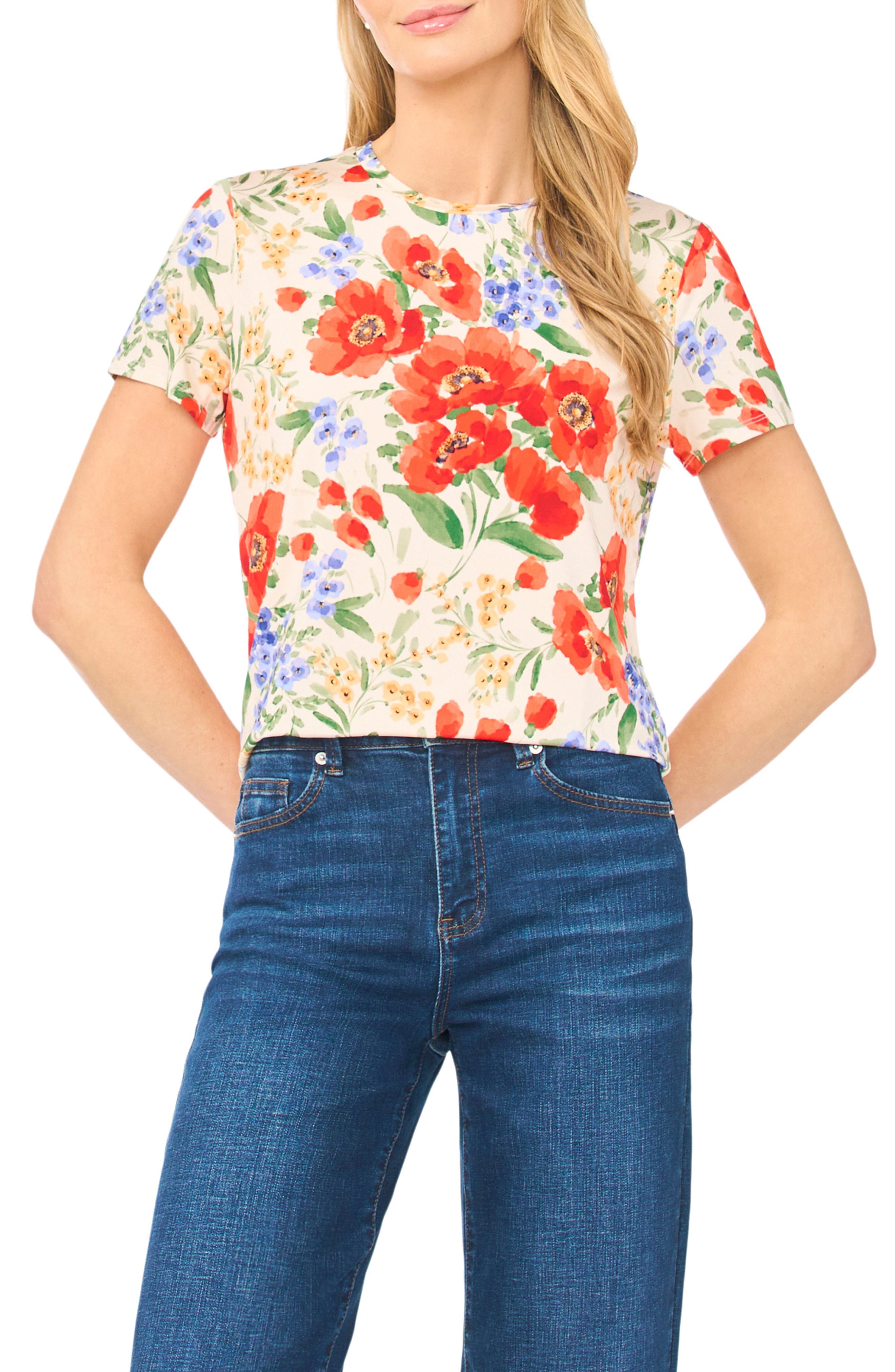 Floral Knit T-Shirt - image 1