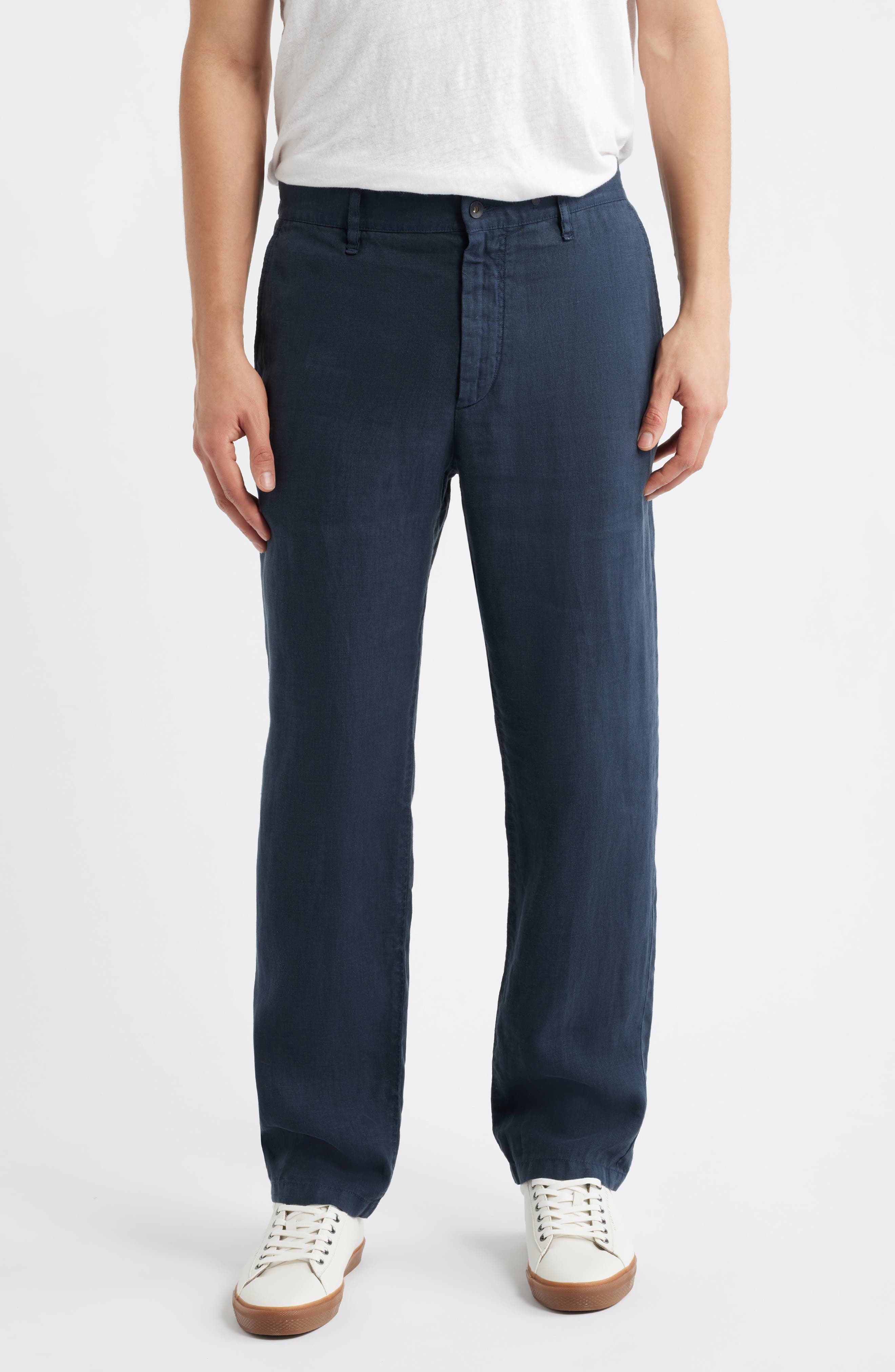 Evan Back Elastic Waist Linen Dress Pants - image 3