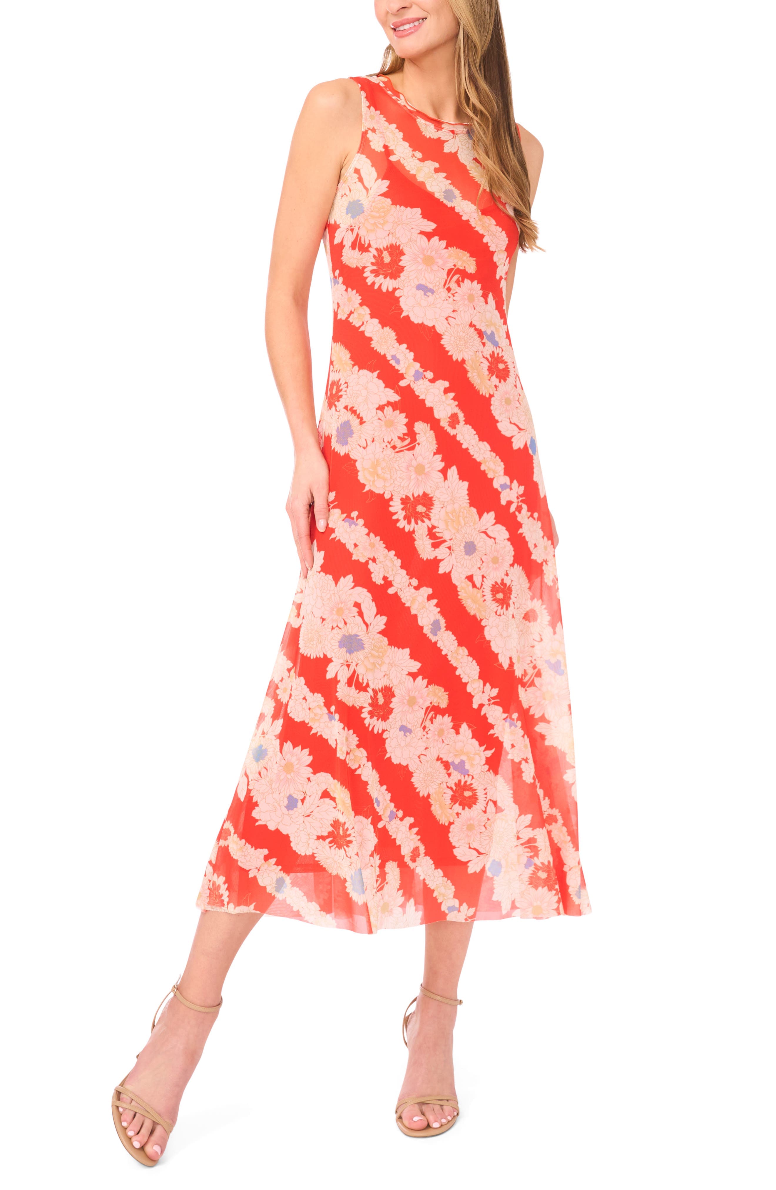 Mariella Floral Sleeveless Mesh Maxi Dress - image 1