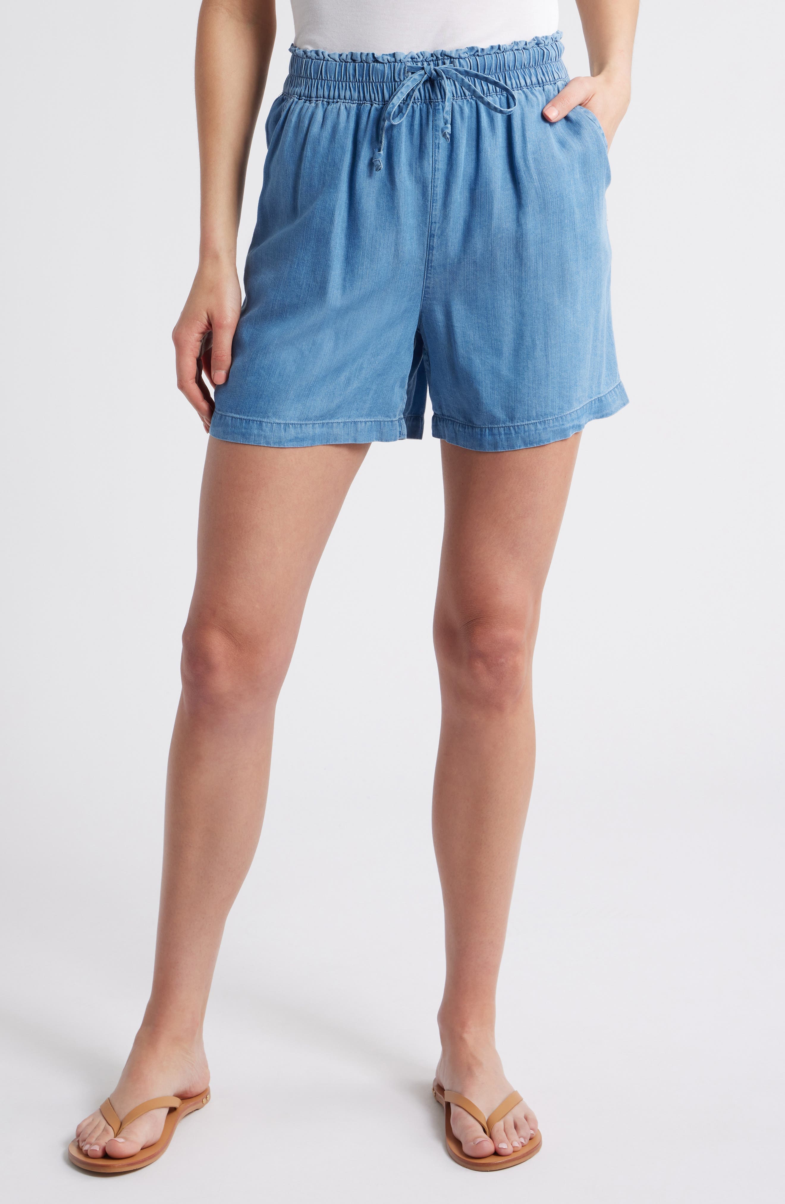 Tiney Tie Waist Chambray Shorts - image 1