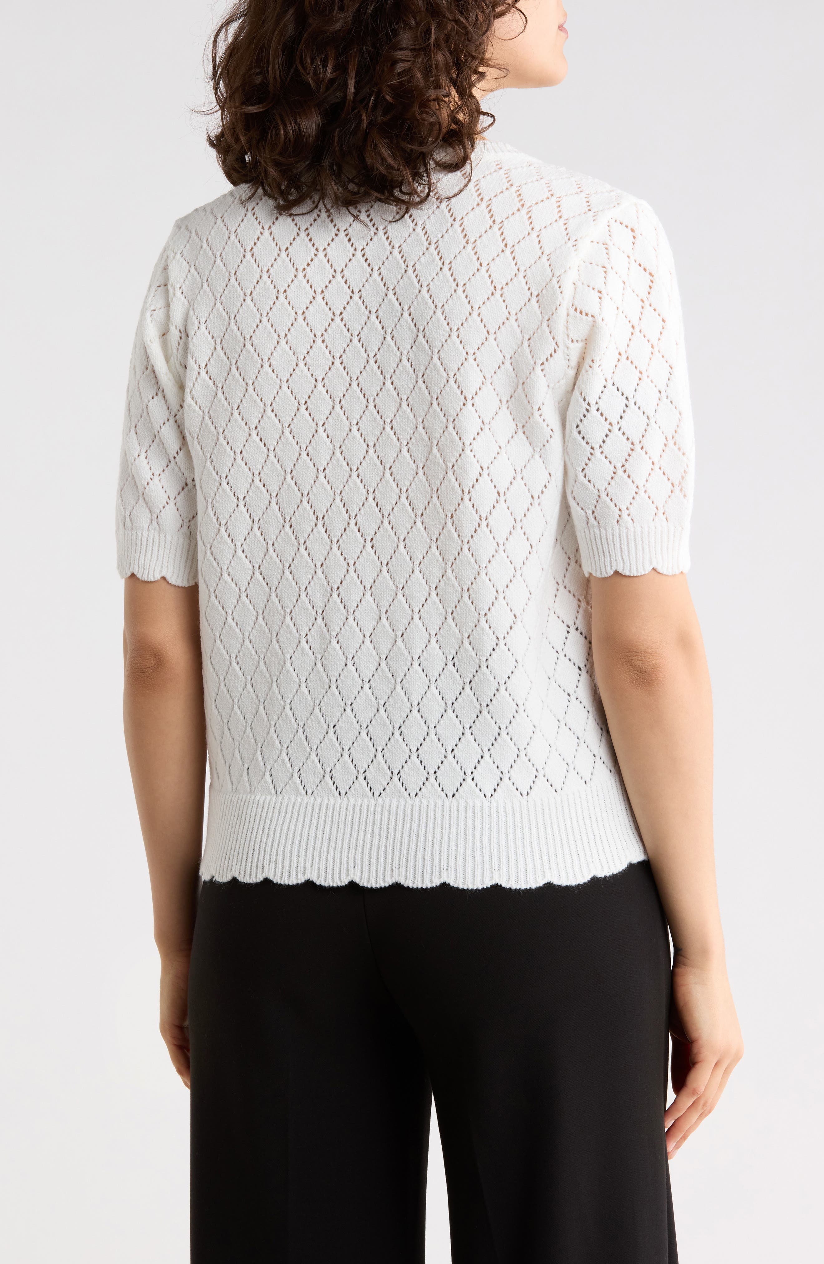 Pointelle Short Sleeve Cardigan - image 2