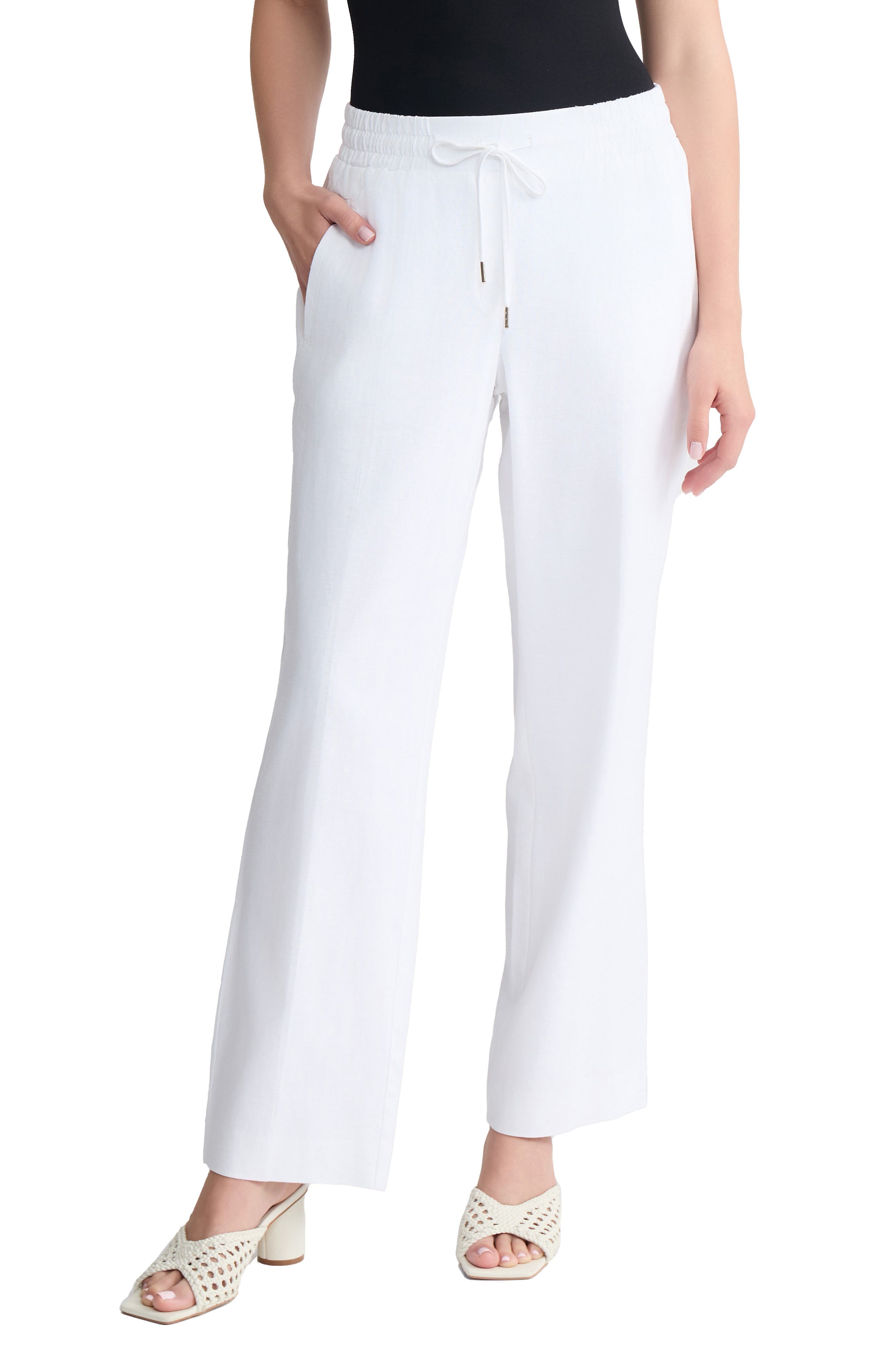 Tie Waist Linen Blend Pants - image 1
