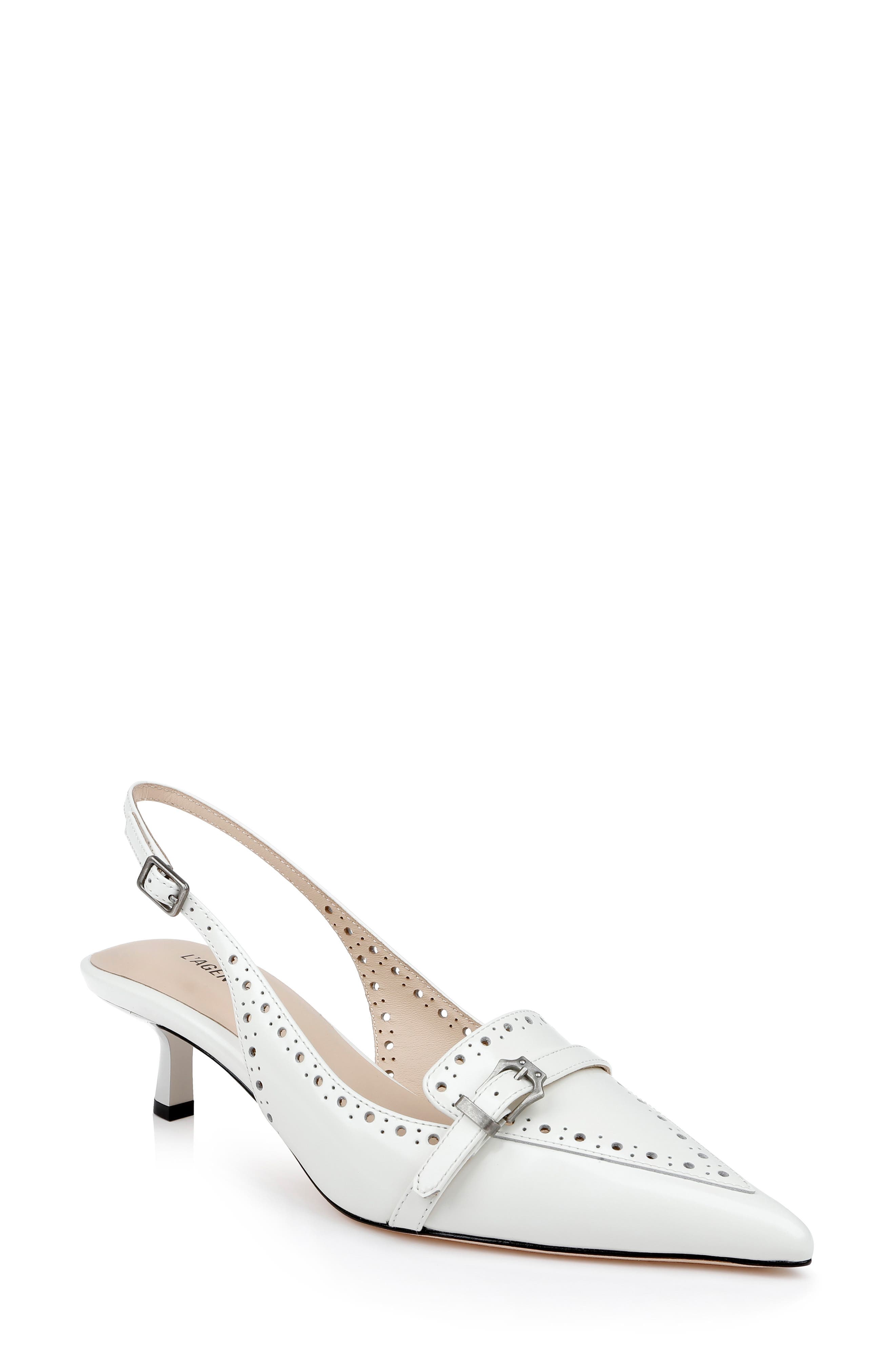 Lourdes Slingback Pointed Toe Kitten Heel Pump - image 1