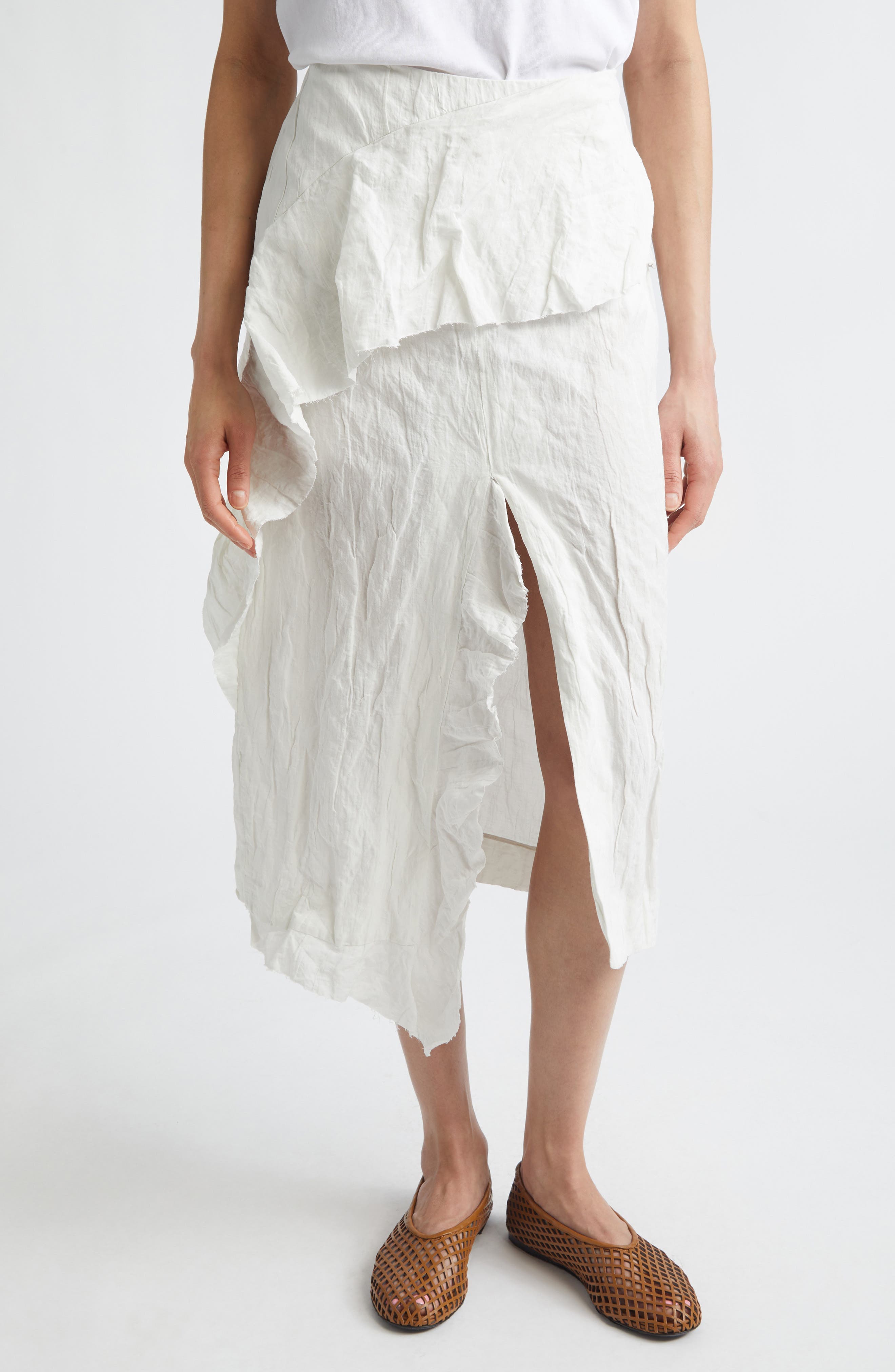 Hansly Crinkle Cotton Blend Midi Skirt - image 1