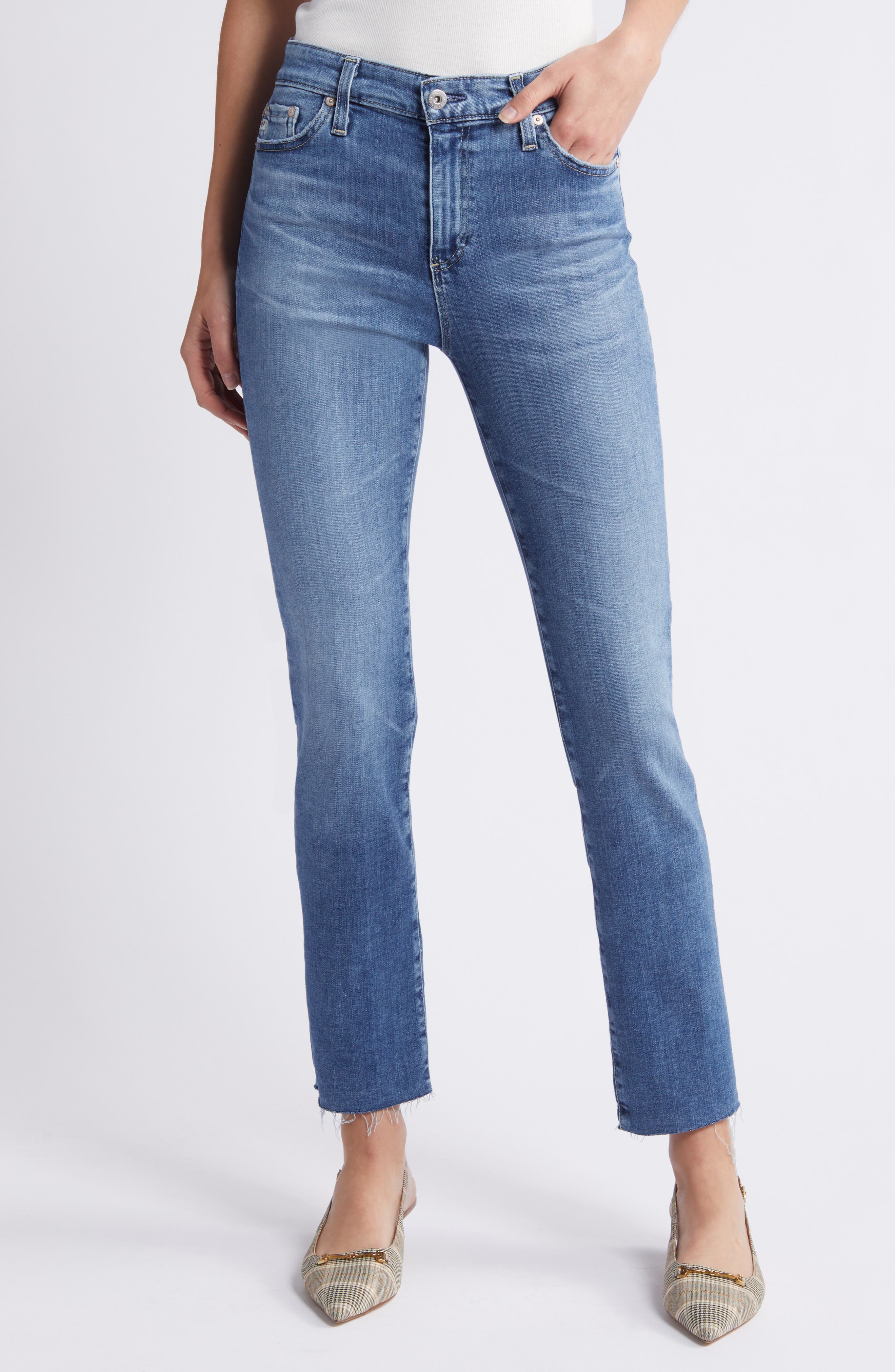 Mari Raw Hem Slim Straight Leg Jeans - image 1
