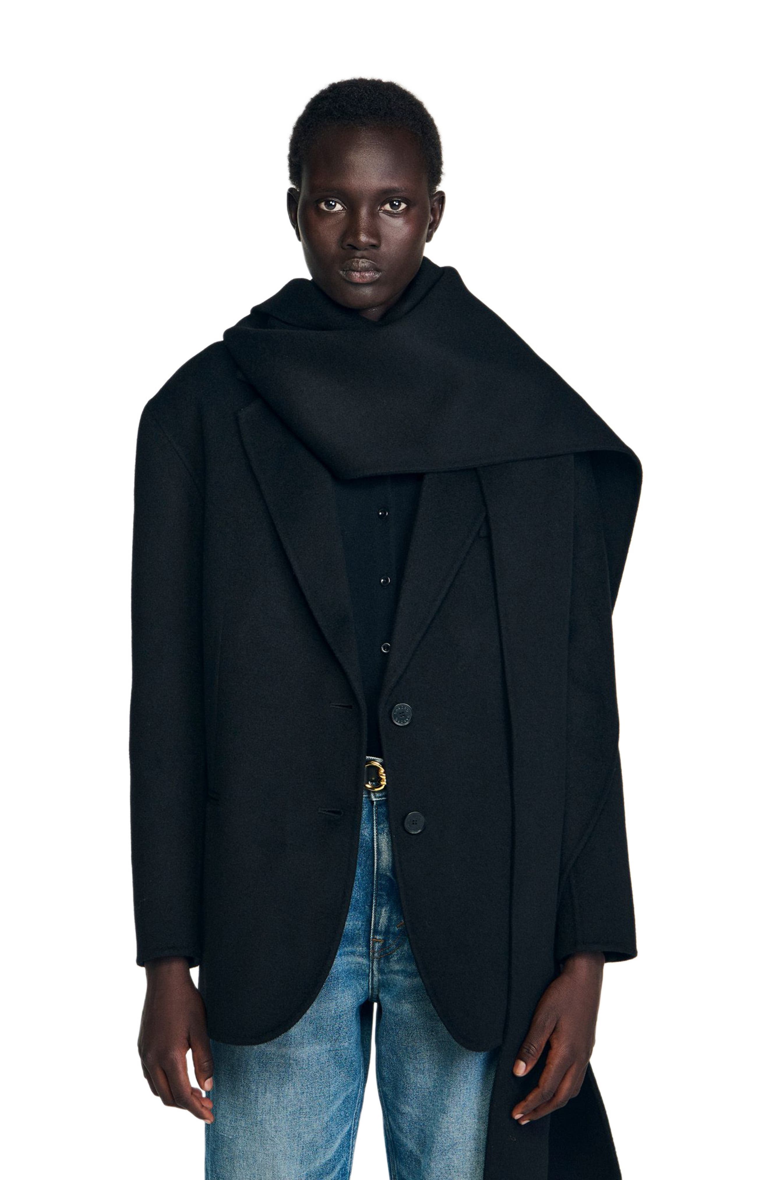 Short coat with removable scarf - image 1