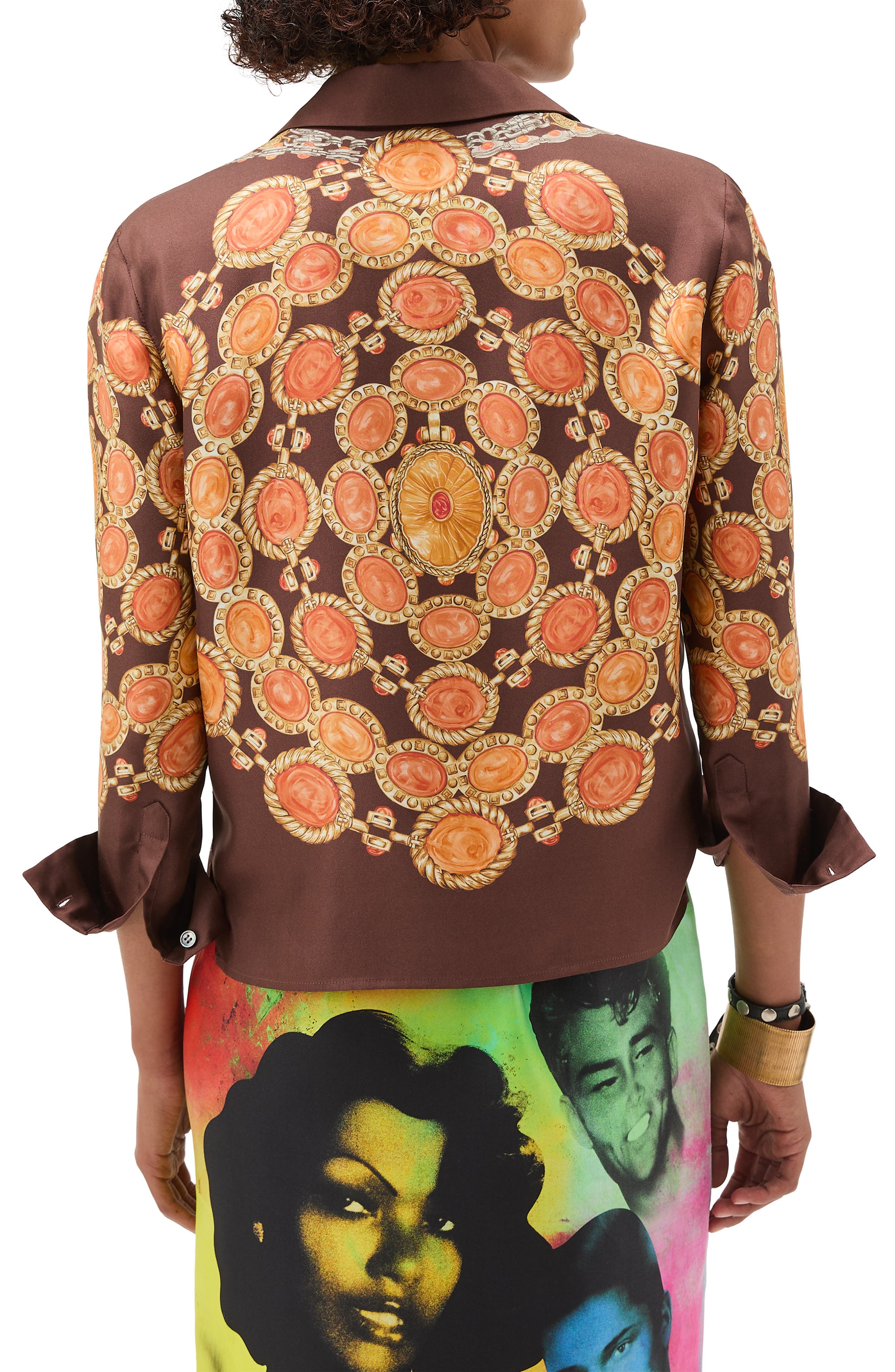 The Lover Trompe l'Oeil Print Silk Twill Bowling Shirt - image 2