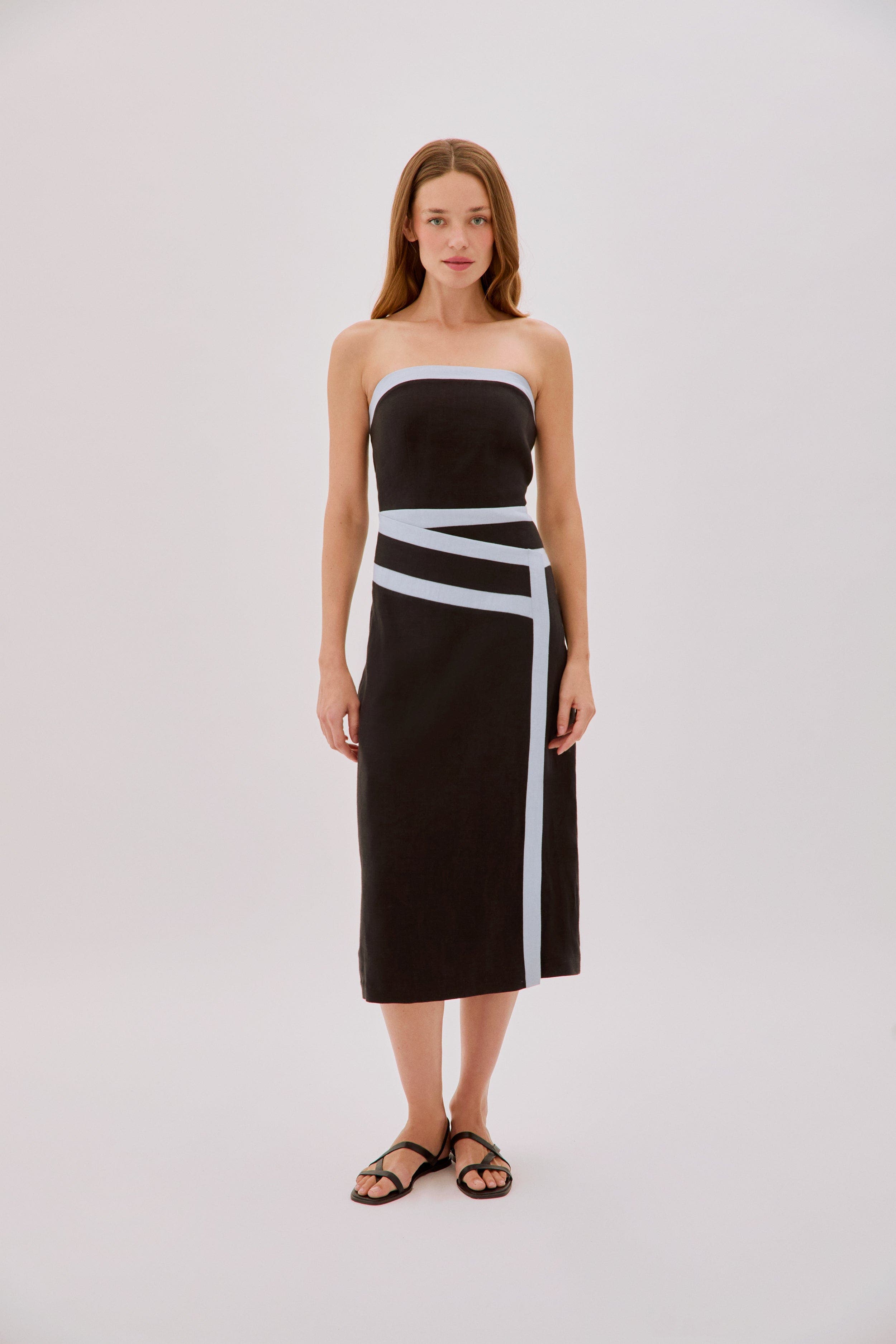 Elena Strapless Linen Tape Dress - image 1