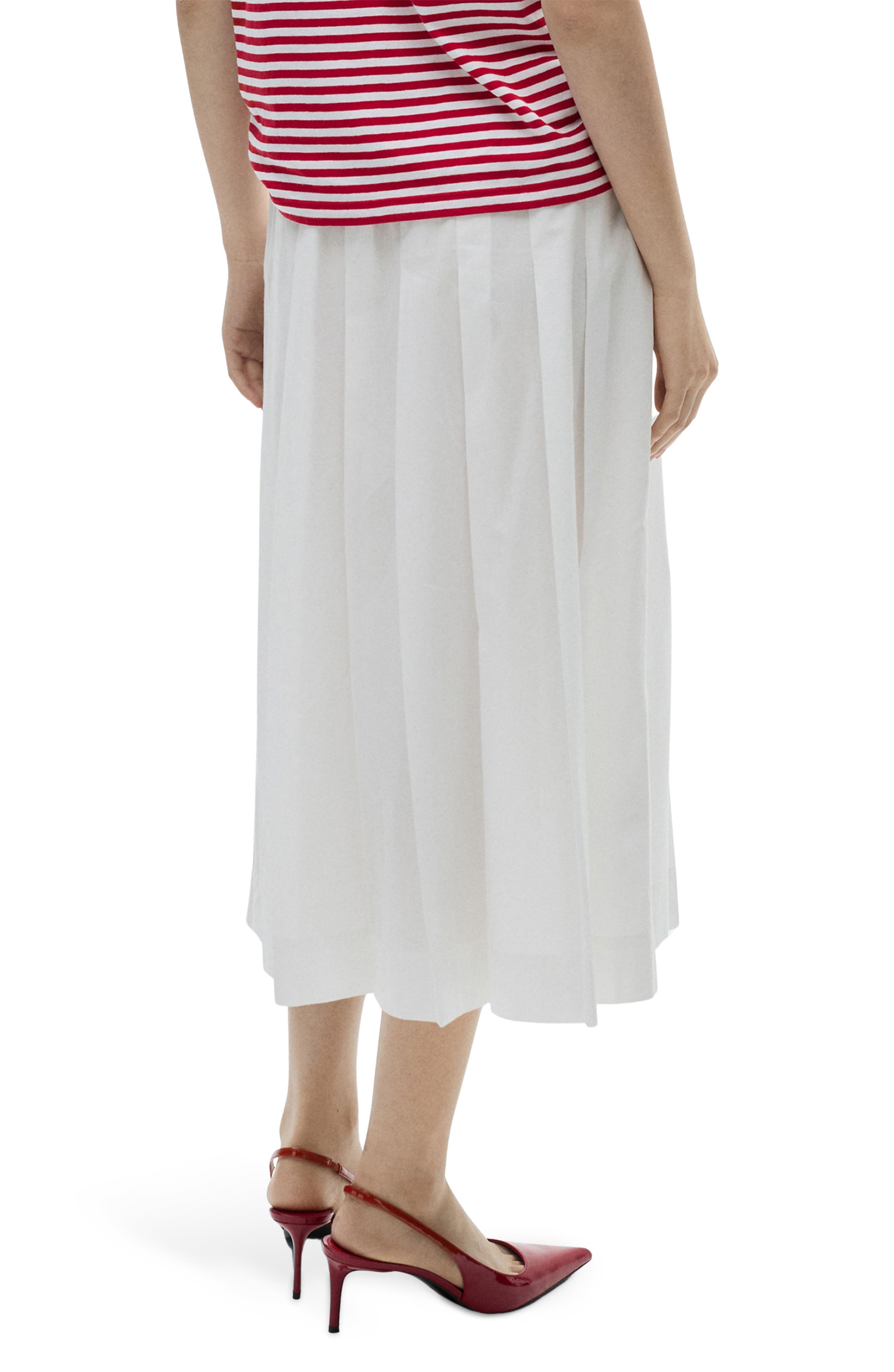 Pleated Cotton Midi Skirt - image 2