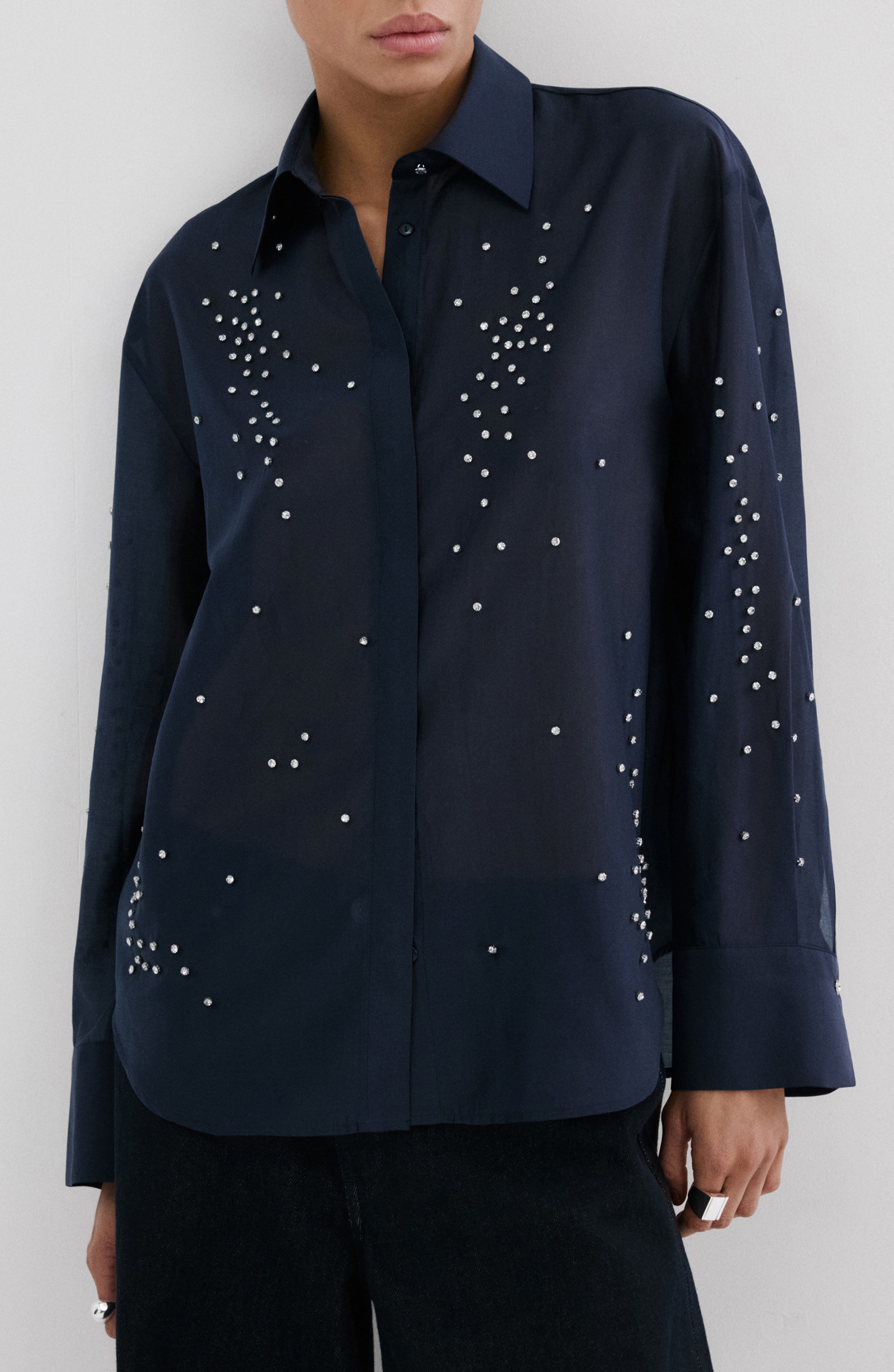 Rhinestone Button-Up Shirt - image 1