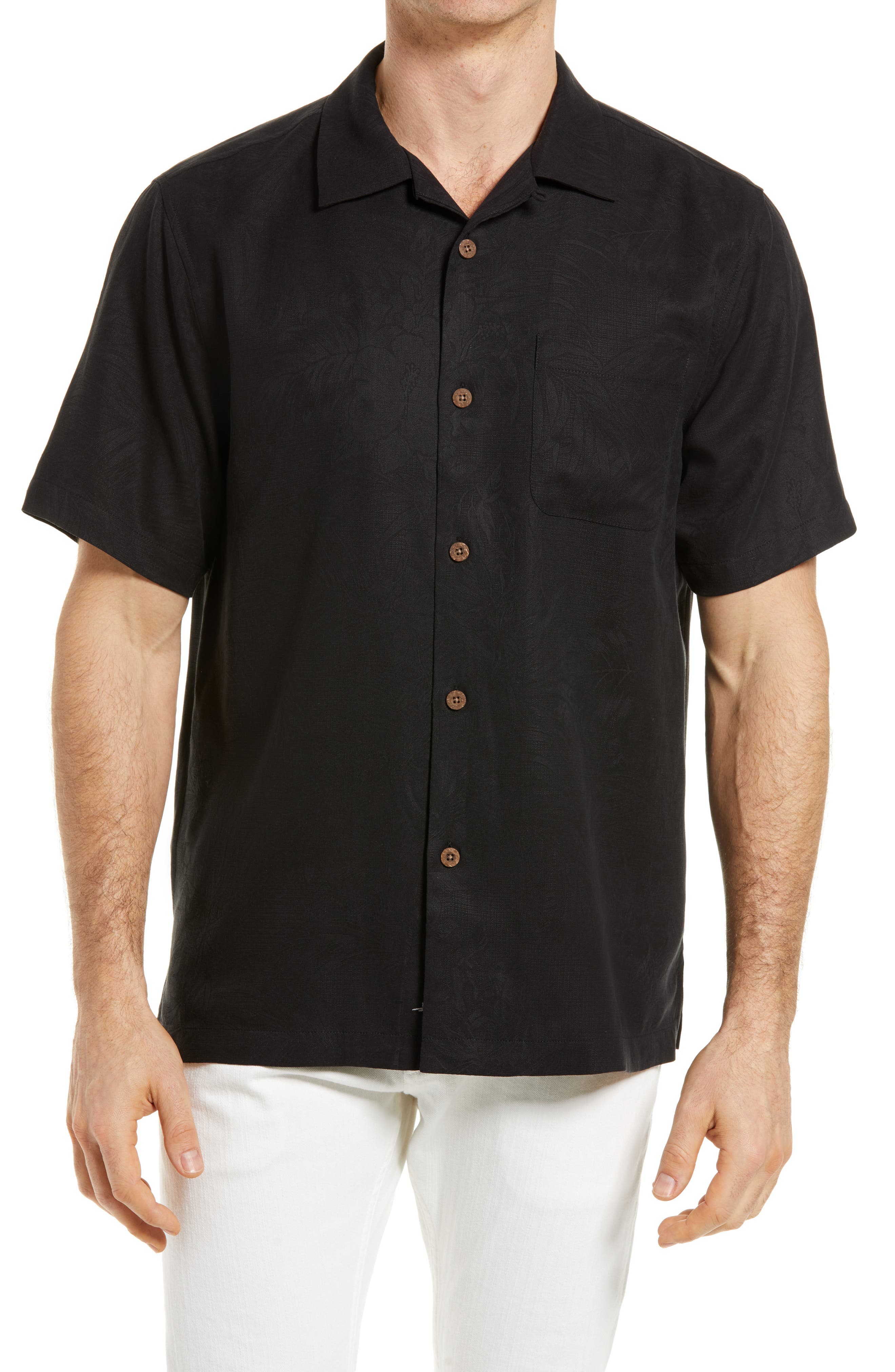 Tropic Isle Short Sleeve Button-Up Silk Camp Shirt - image 1