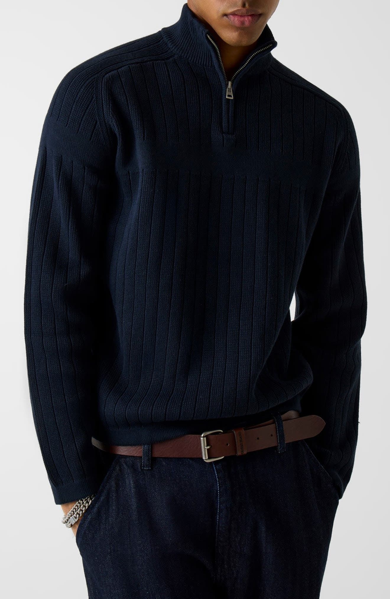 Cotton Rib Half Zip Sweater - image 3