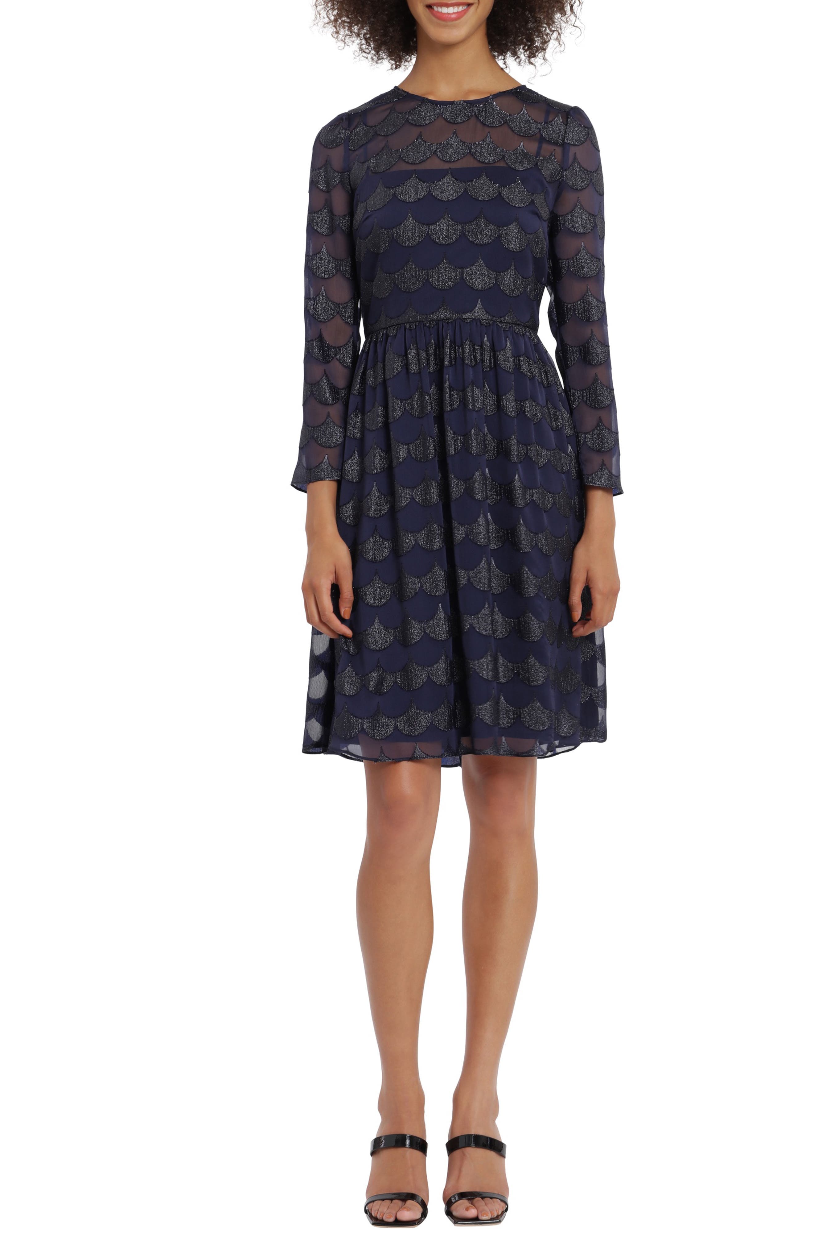 Scallop Burnout Long Sleeve Dress - image 1