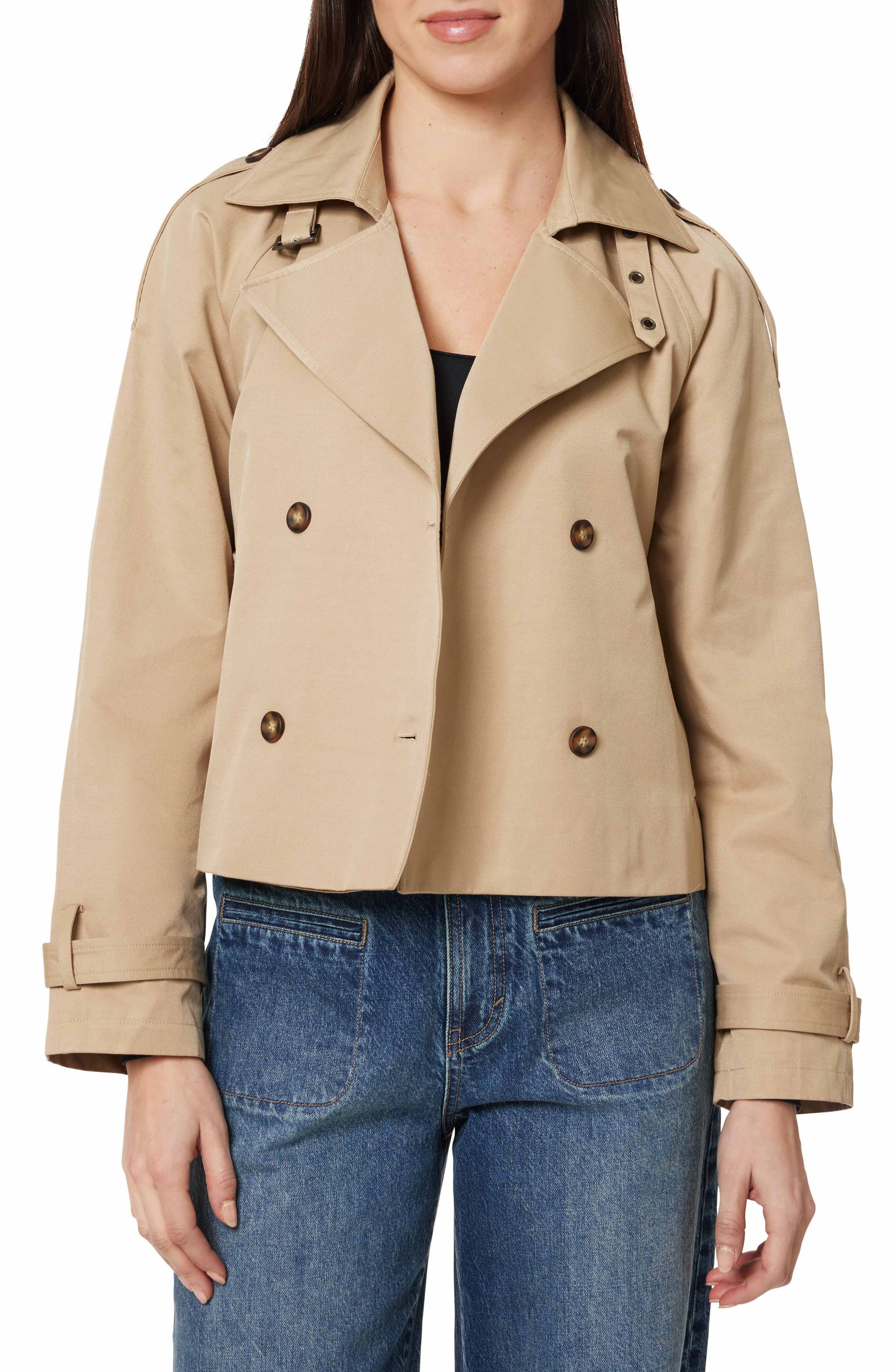 Belted Cotton Blend Crop Trench Coat - image 1