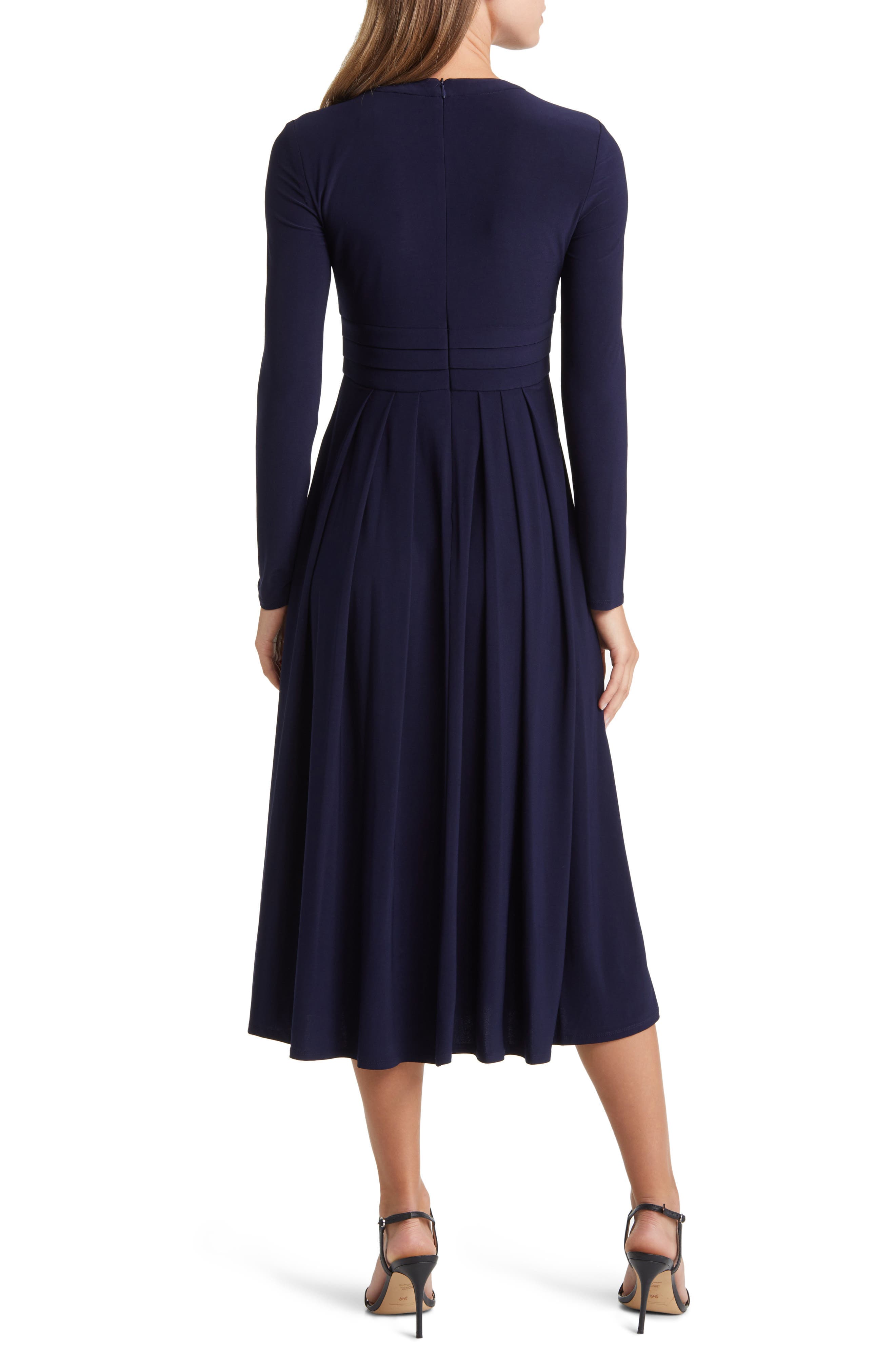 Pleated Keyhole Cutout A-Line Dress - image 2