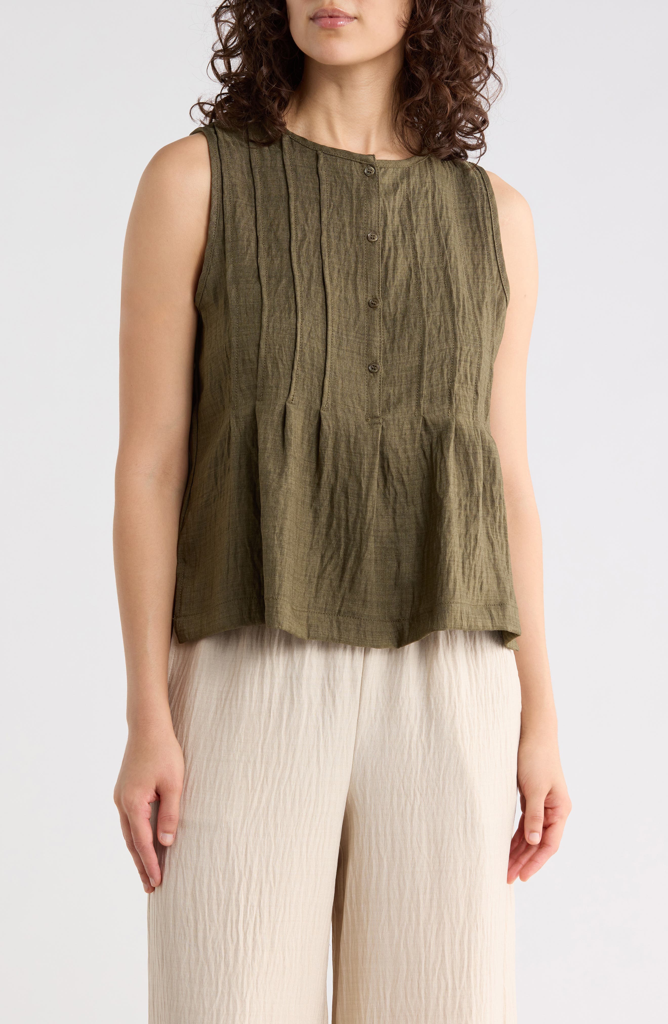 Pintuck Crinkle Sleeveless Top - image 1