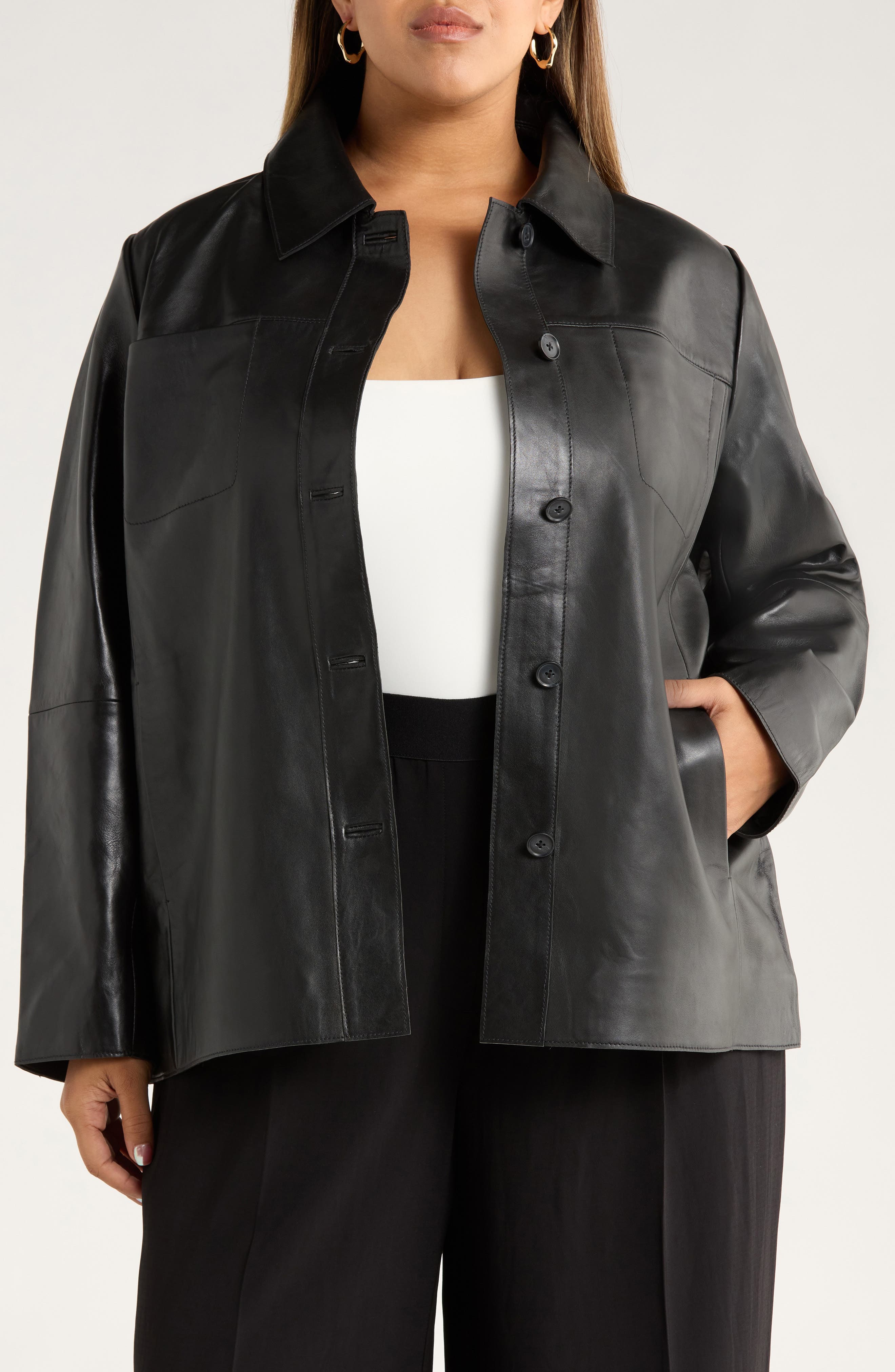 Leather Shirt Jacket - image 1