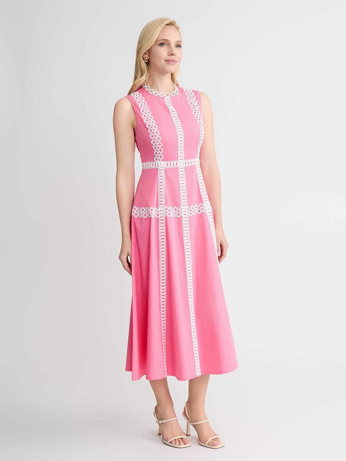 Fit & Flare Cotton Eyelet Trim Maxi Dress - image 4