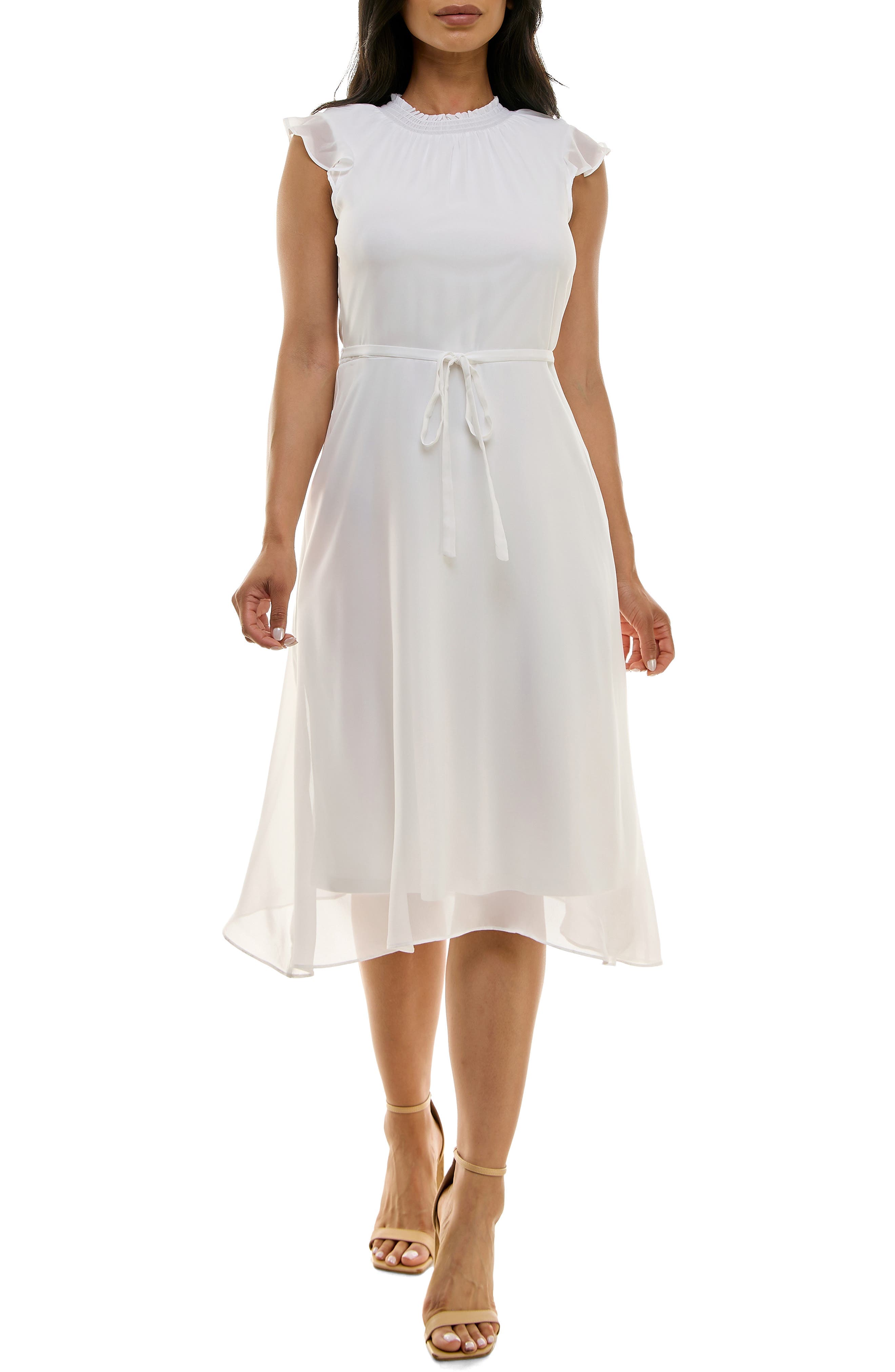 Flutter Sleeve Chiffon Midi Dress - image 1
