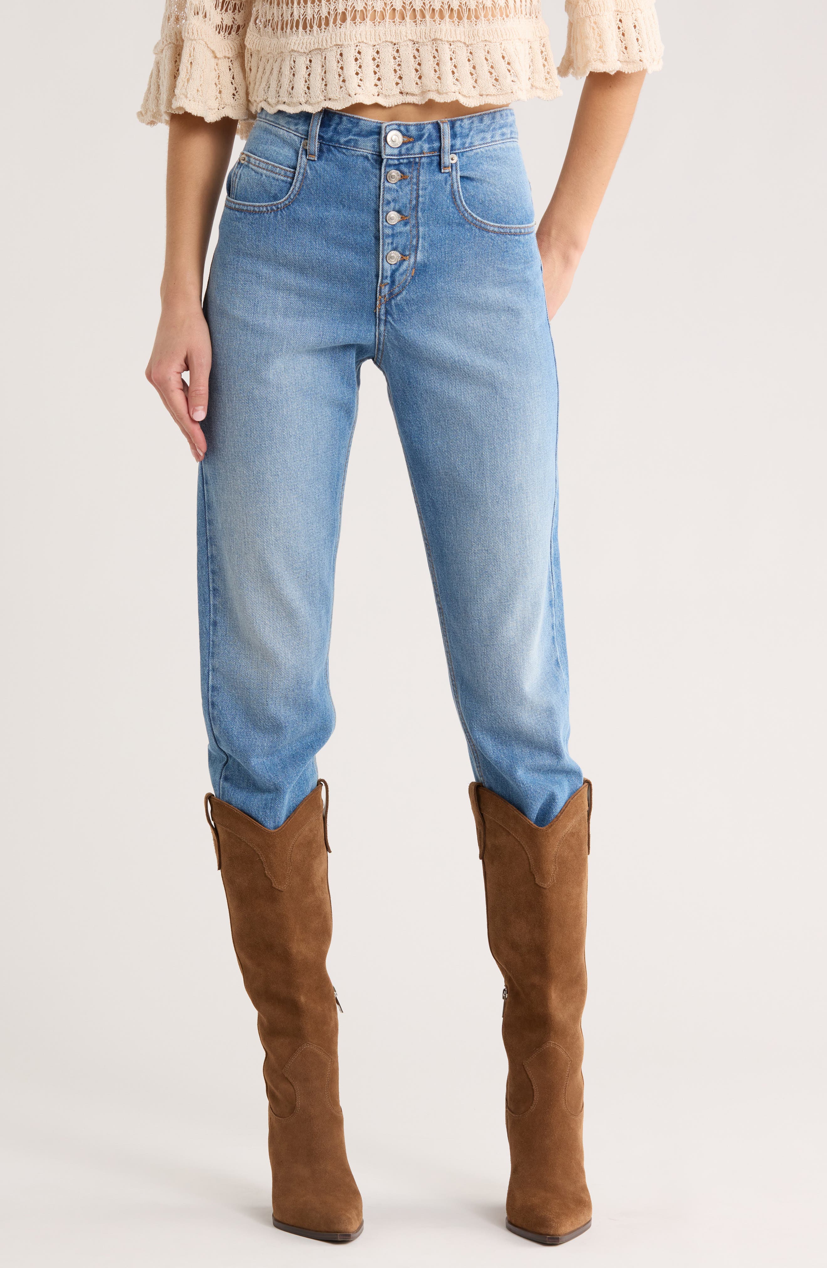 Belden High Waist Crop Straight Leg Jeans - image 1
