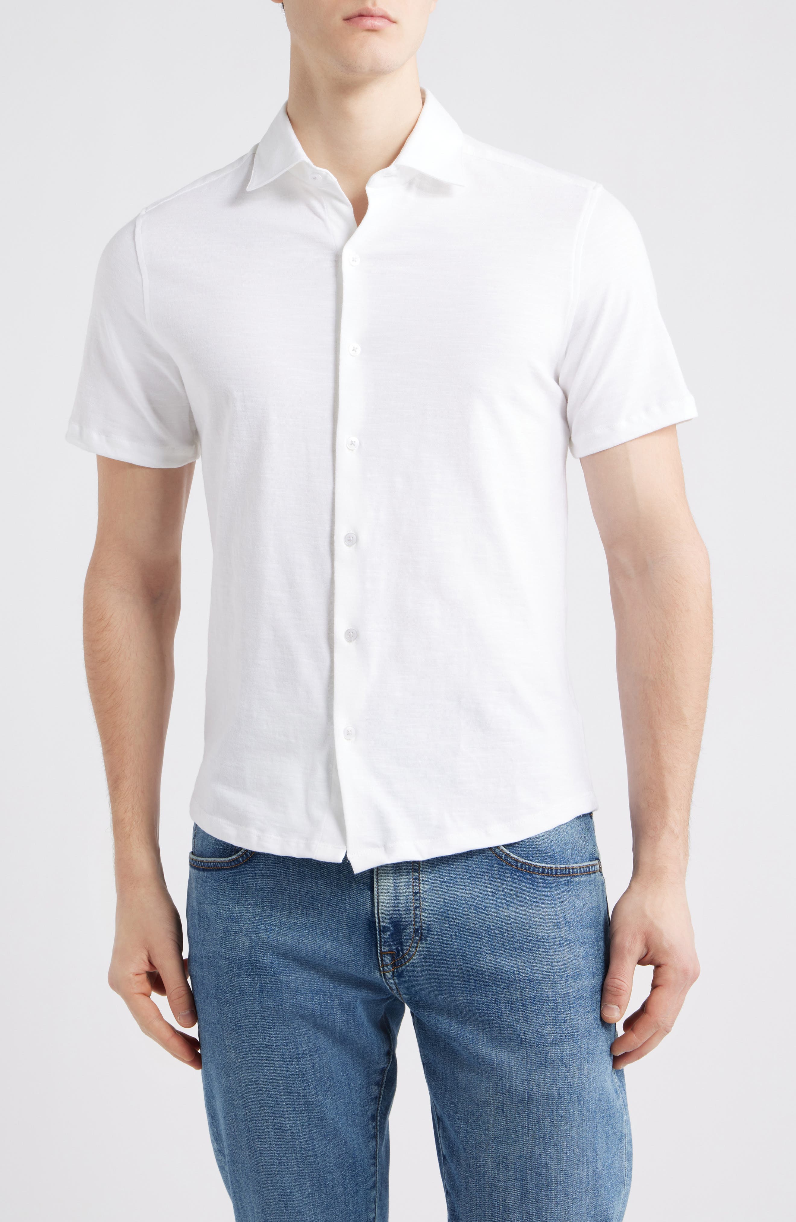 Kimberton Short Sleeve Knit Button-Up Shirt - image 1