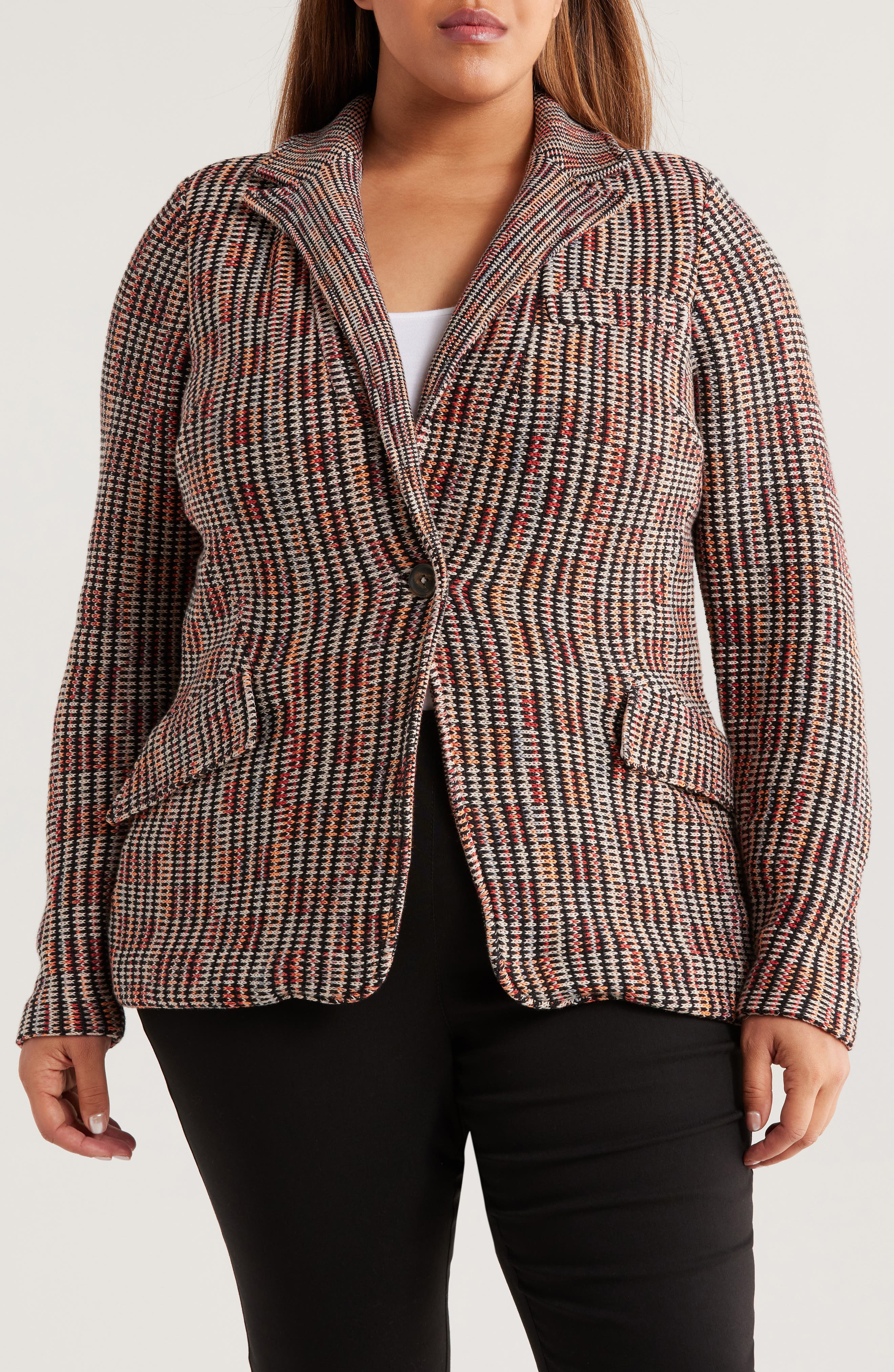 Plaid Contour Knit Blazer - image 1