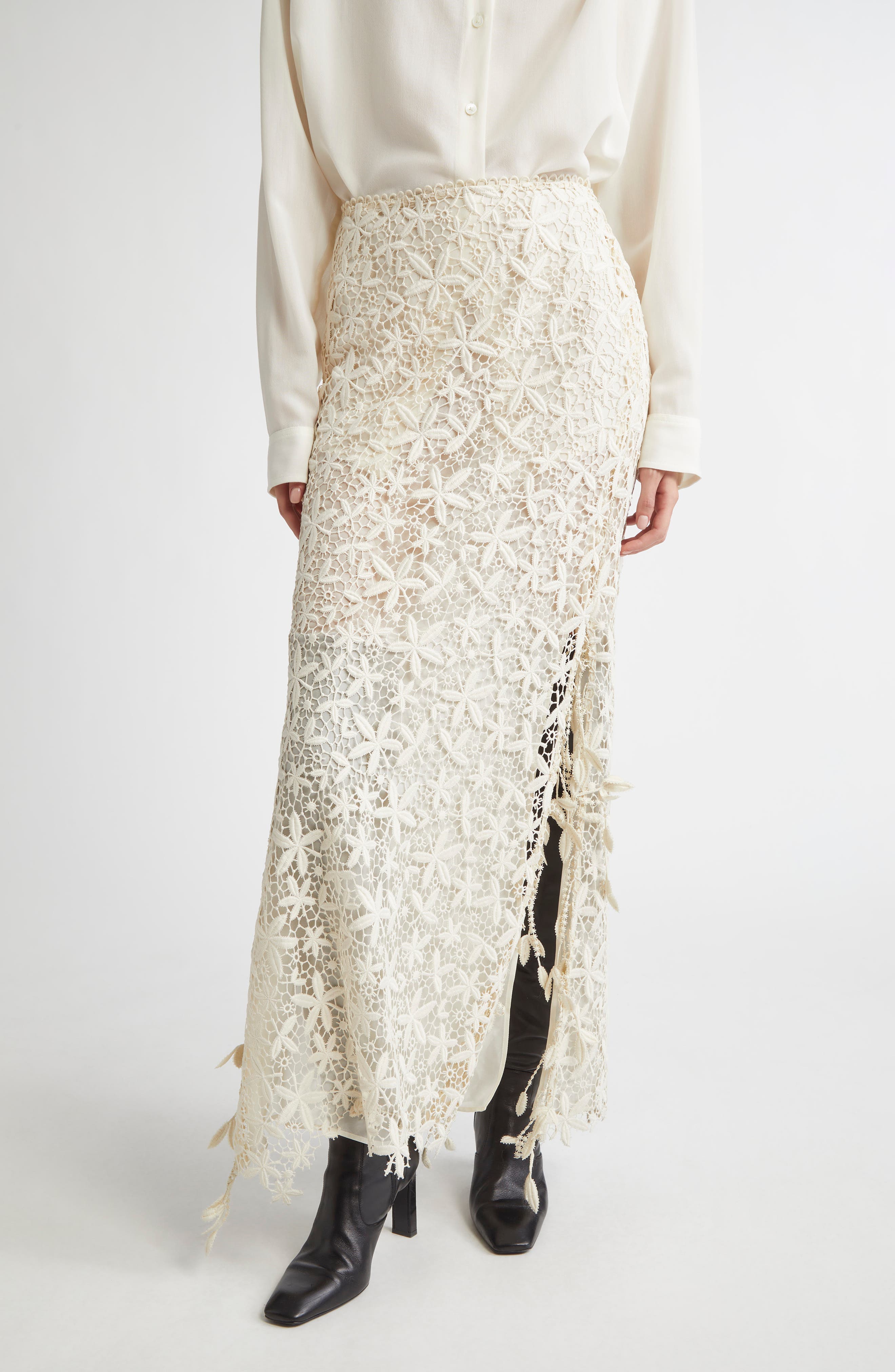Guipure Lace Maxi Skirt - image 1