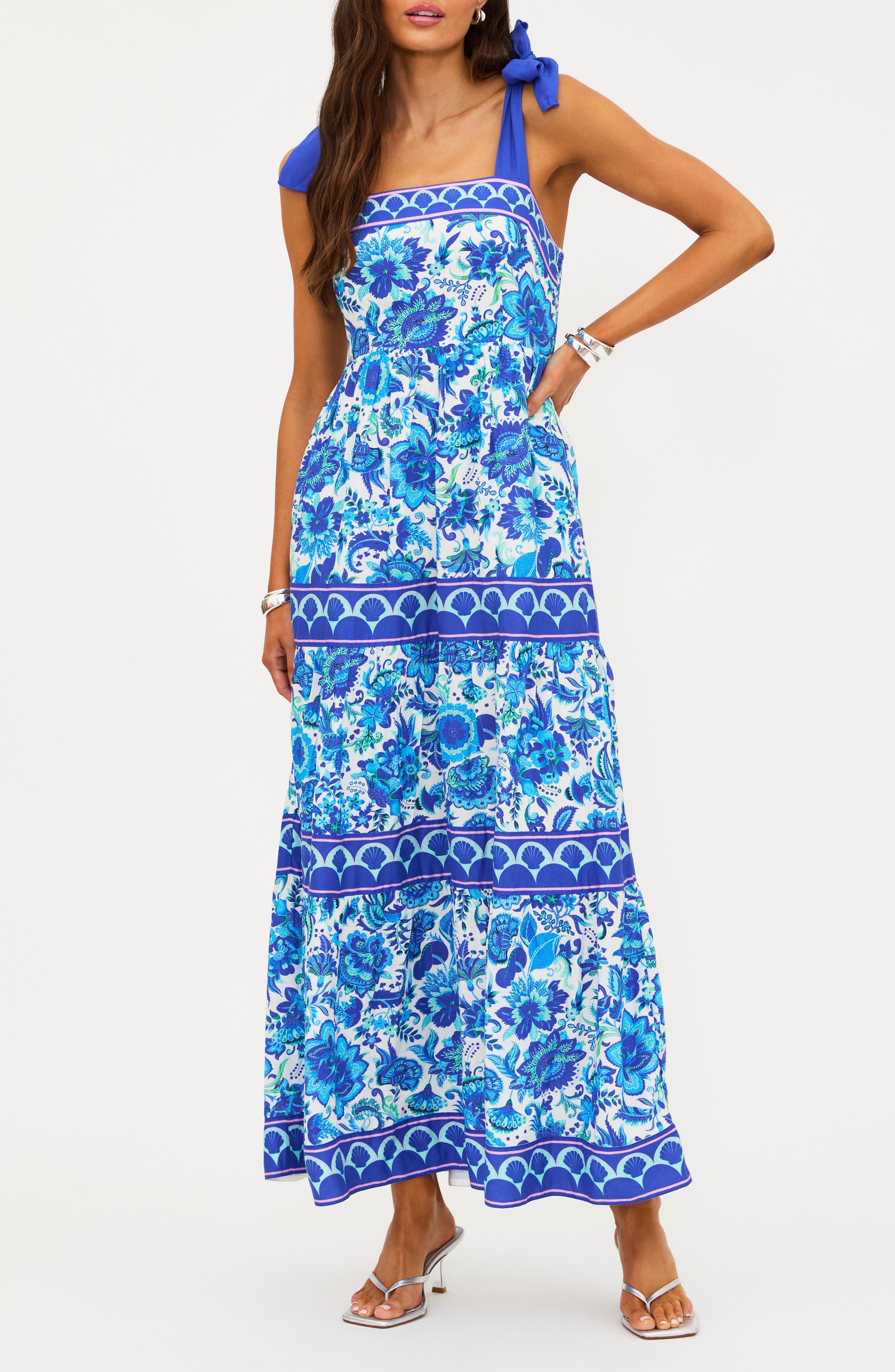 Floral Tie Strap Cover-Up Maxi Dress - image 1