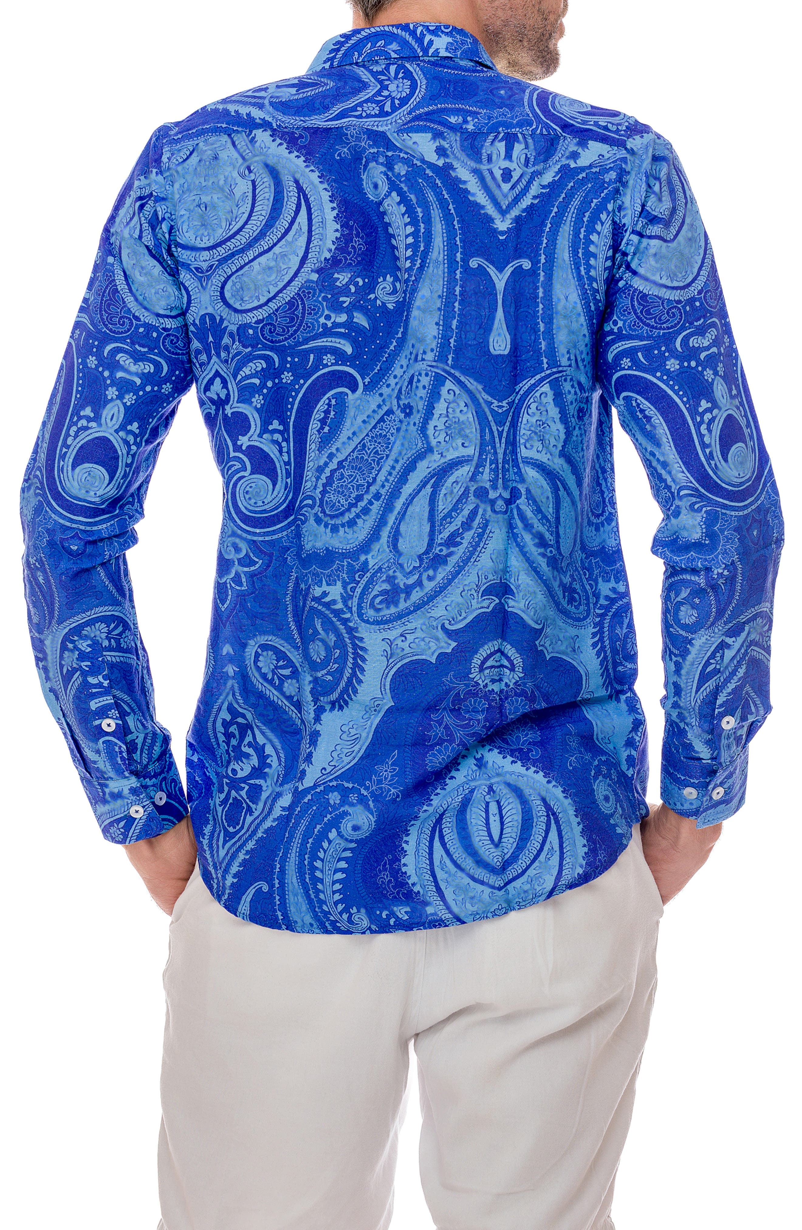 Paisley Linen Blend Button-Up Shirt - image 2