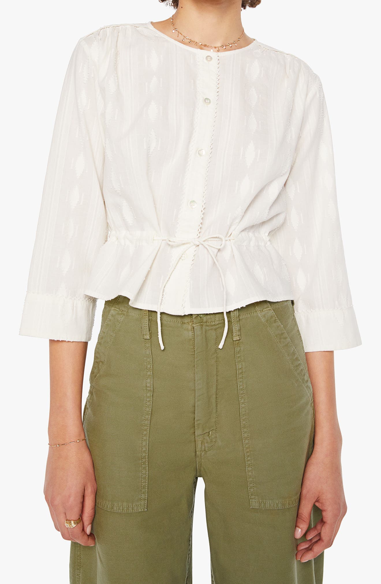 Tonal Embroidered Cotton Top - image 1