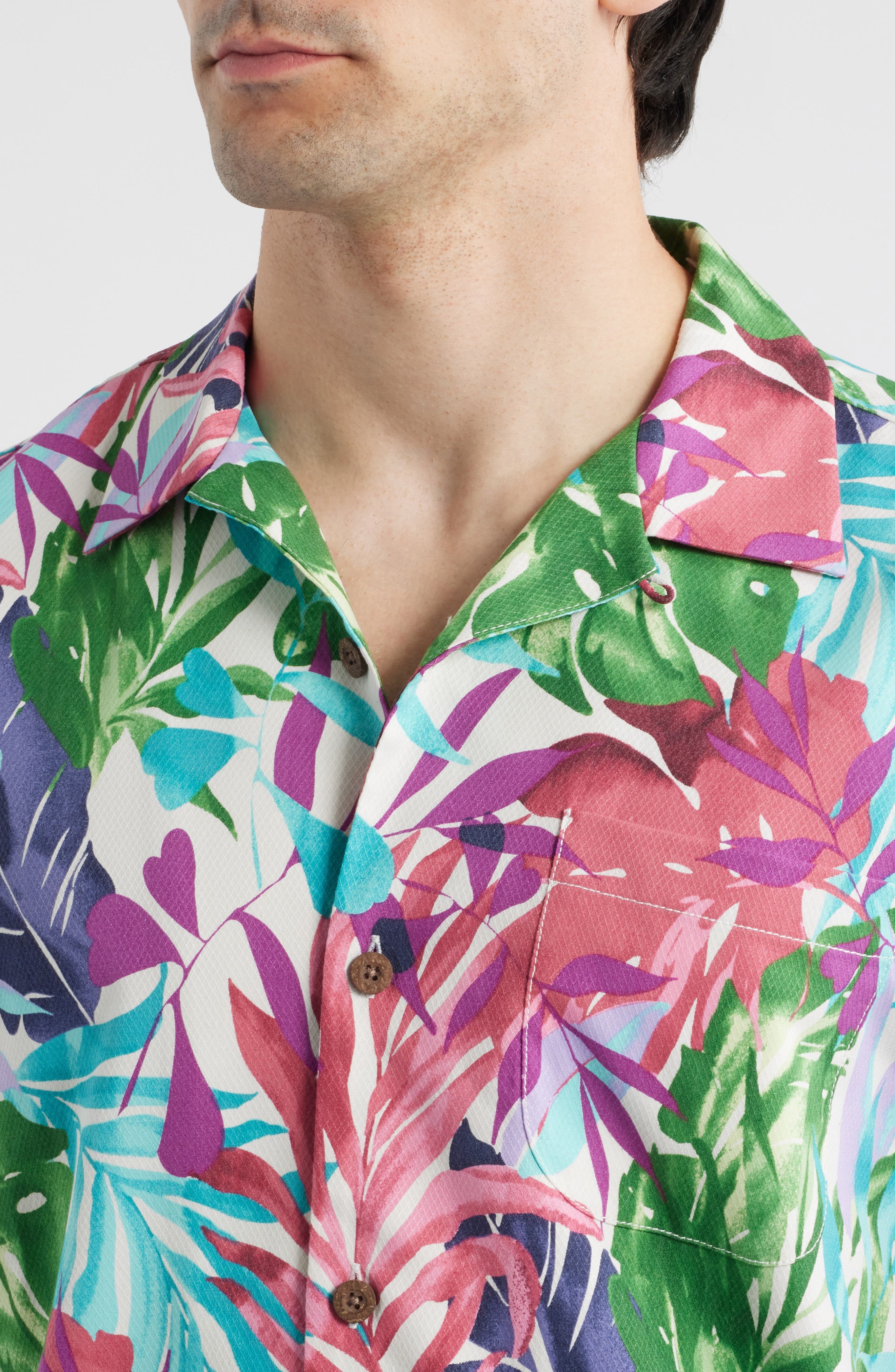 Fuego Fronds Print Silk Blend Camp Shirt - image 2