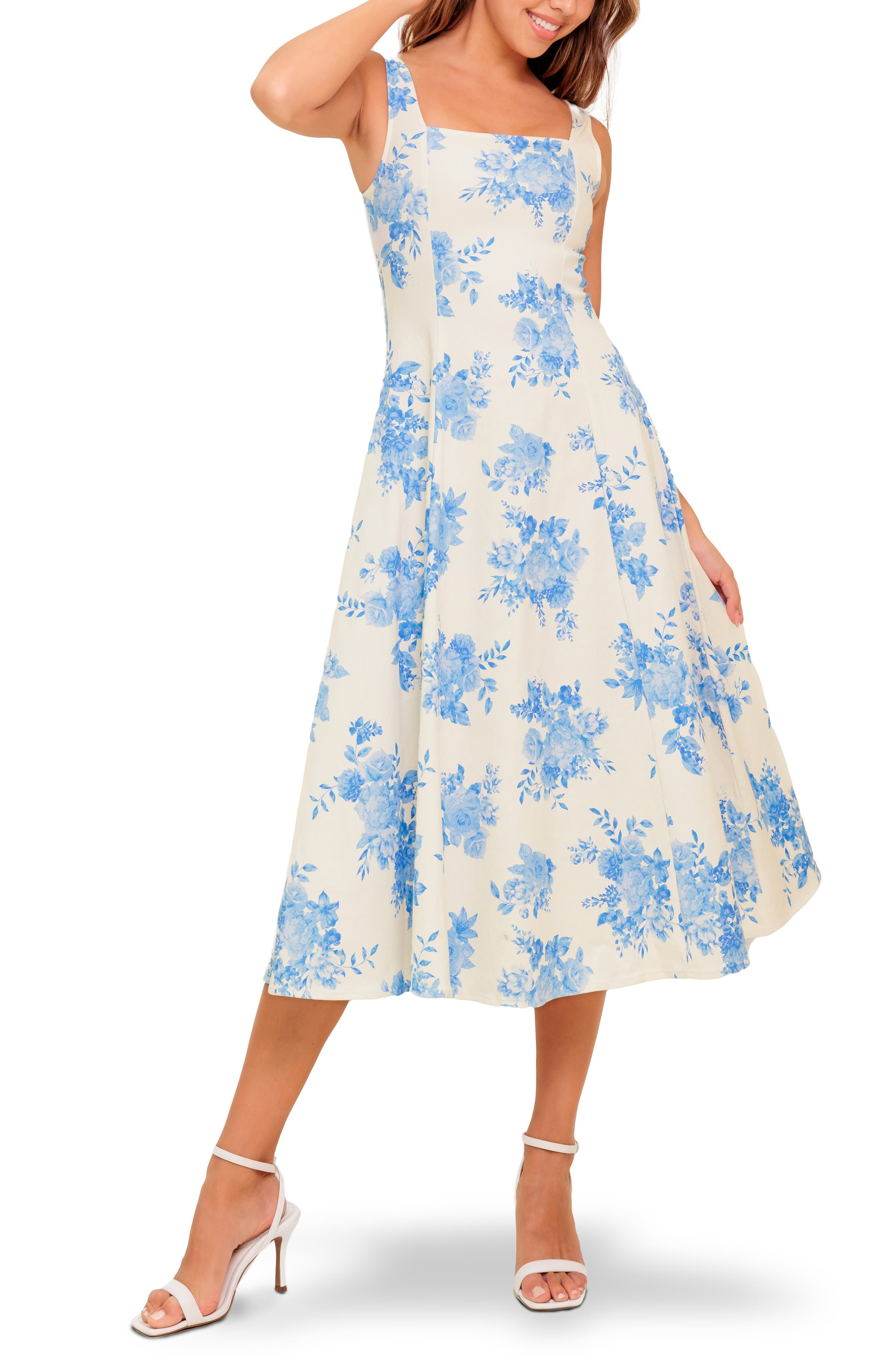 Floral Print Midi Dress - image 1