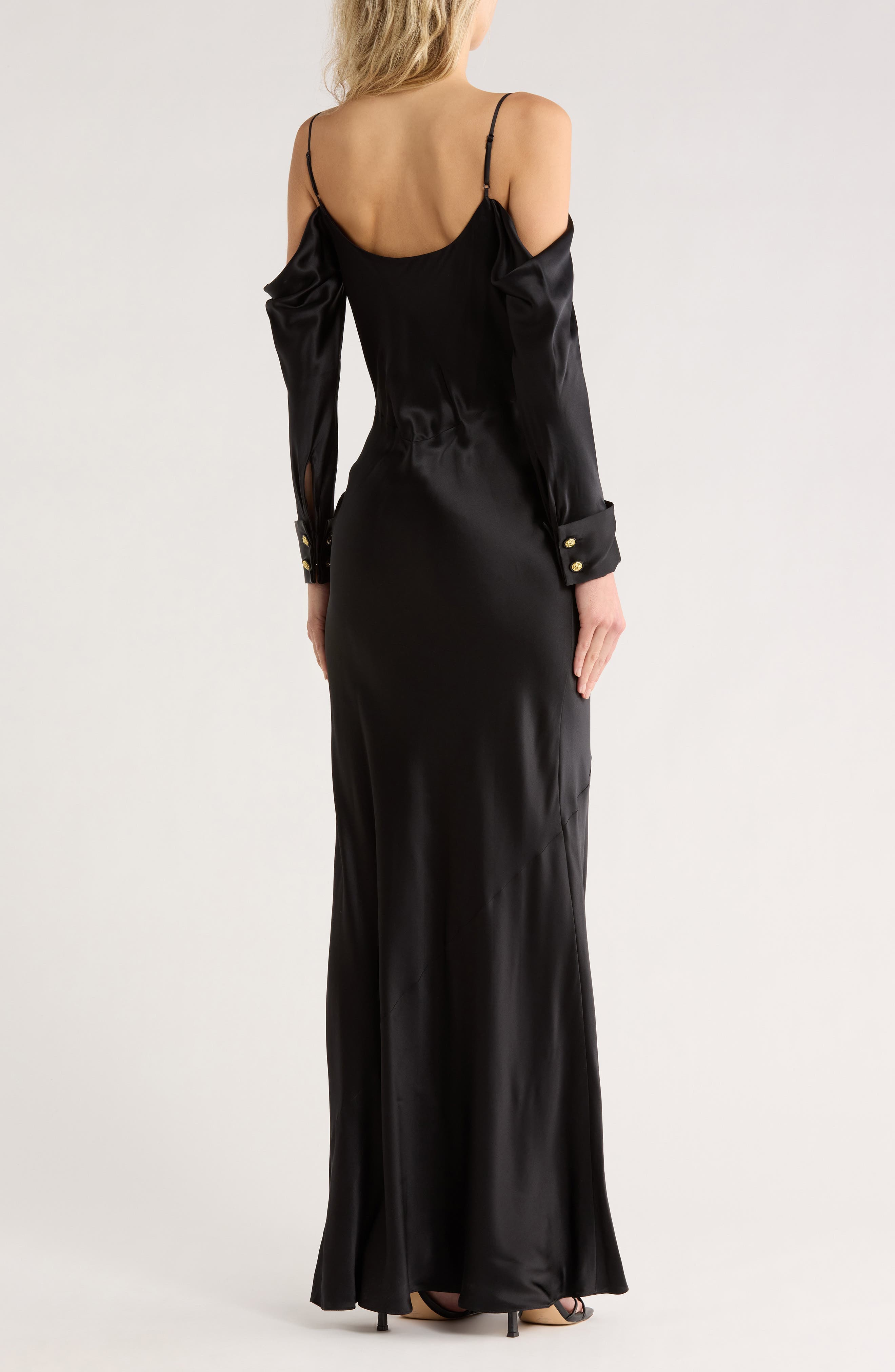Melly Cold Shoulder Long Sleeve Silk Dress - image 2