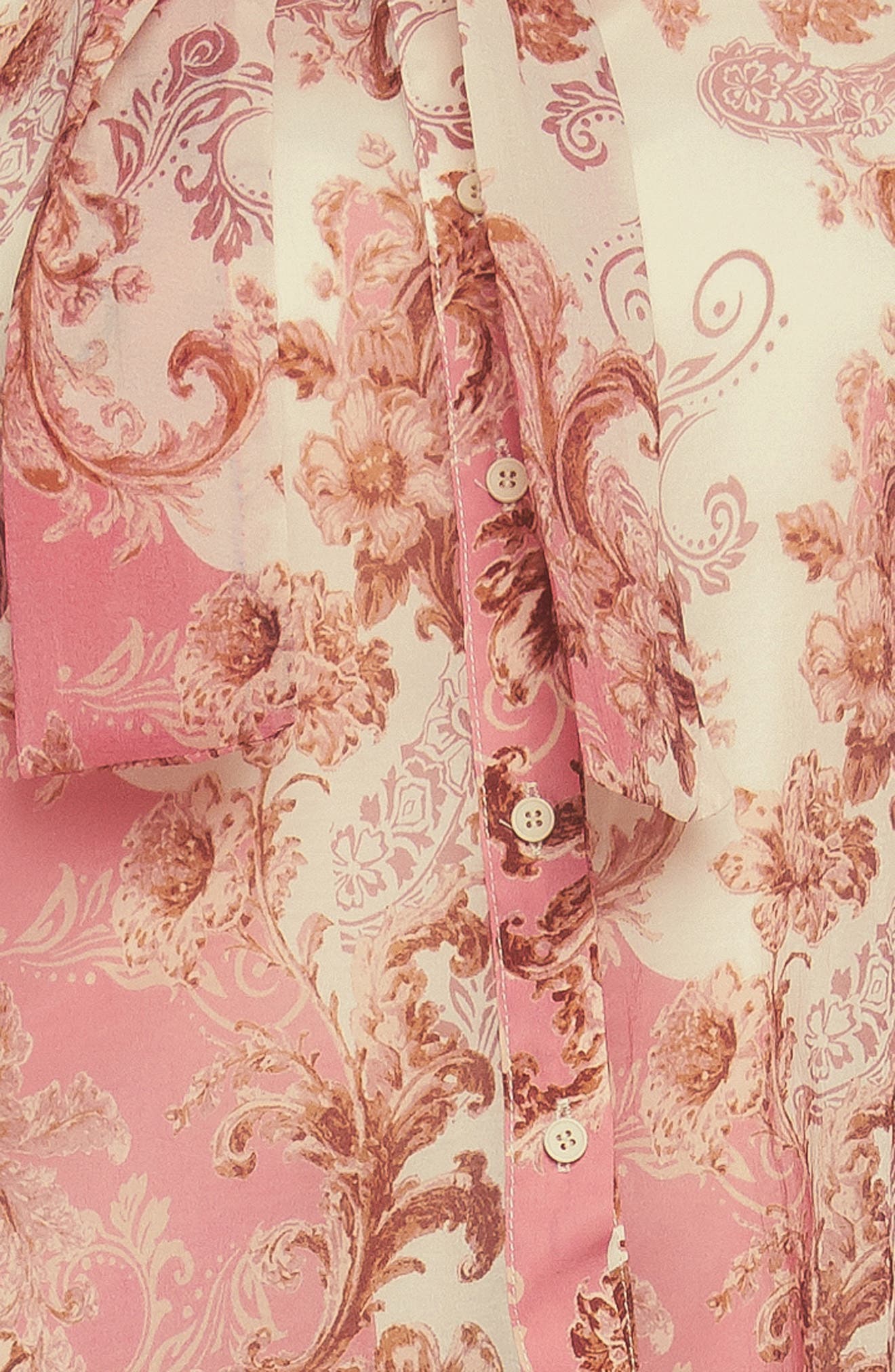 Floral Tie Neck Long Sleeve Button-Up Shirt - image 2