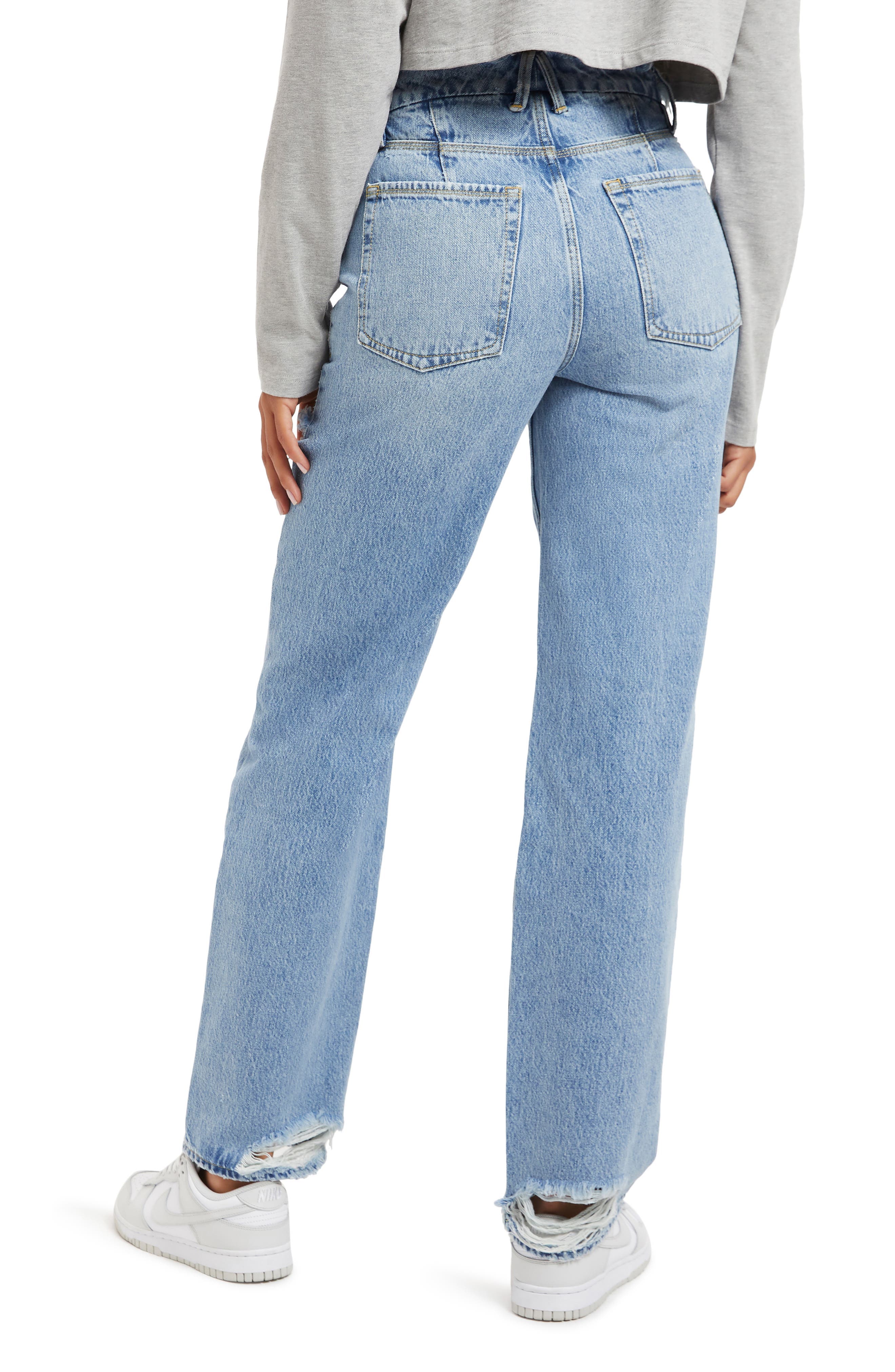 90s Ripped High Waist Straight Leg Jeans - image 2