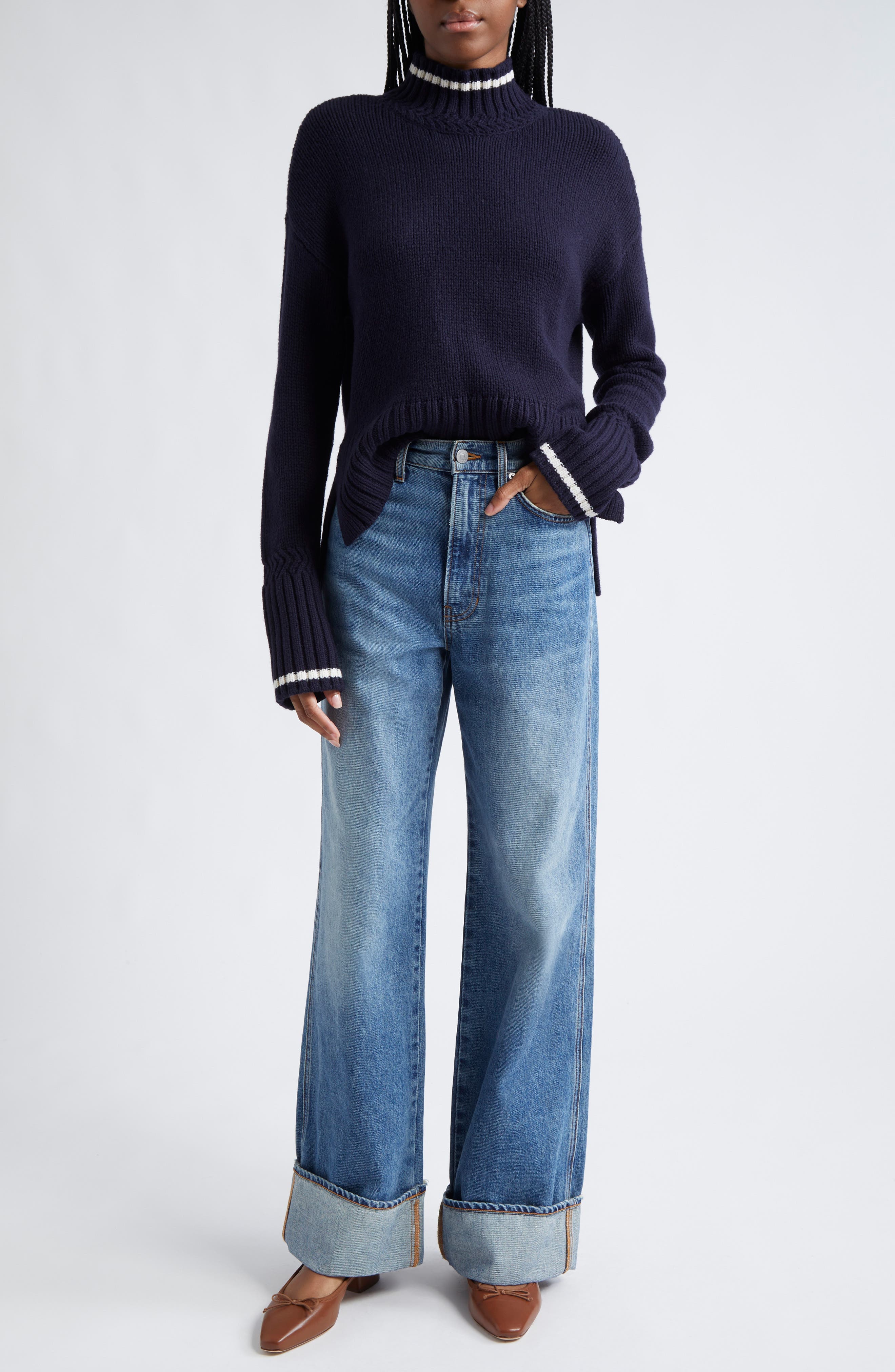 Taylor High Waist Wide Leg Cuffed Jeans - image 2