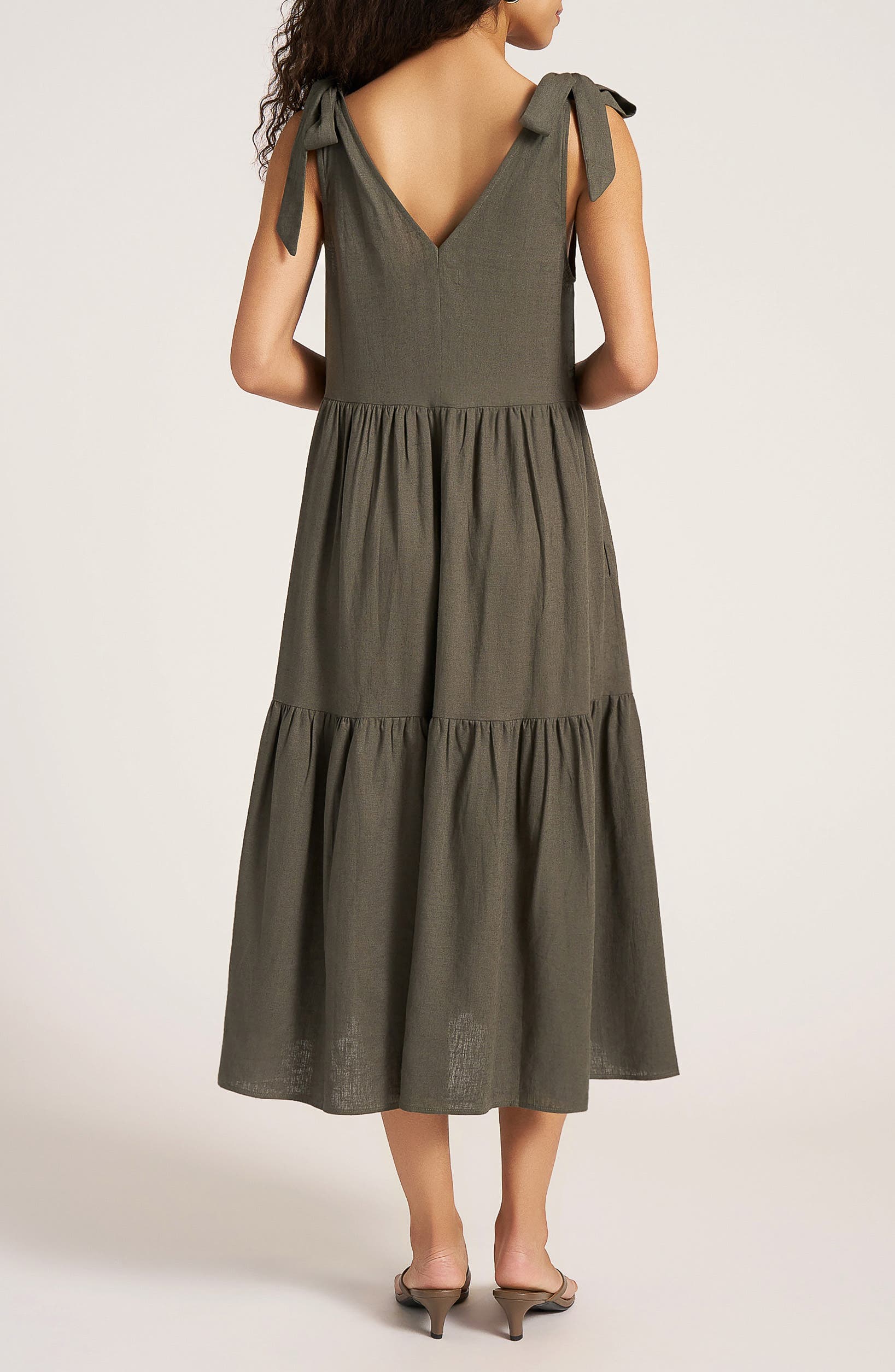 Louisa Shoulder Tie Linen Blend Sundress - image 2