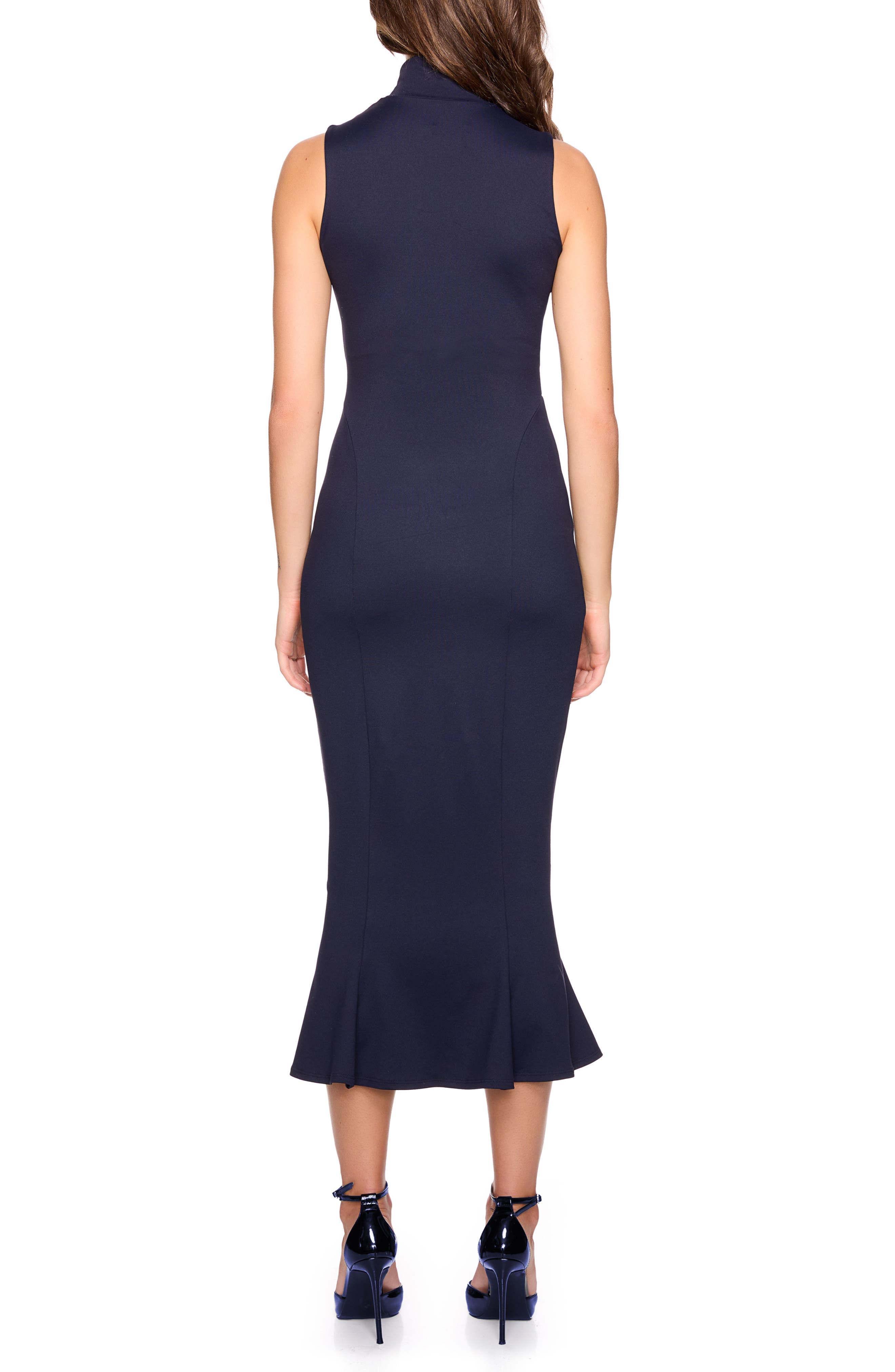Mock Neck Trumpet Hem Midi Dress - image 2