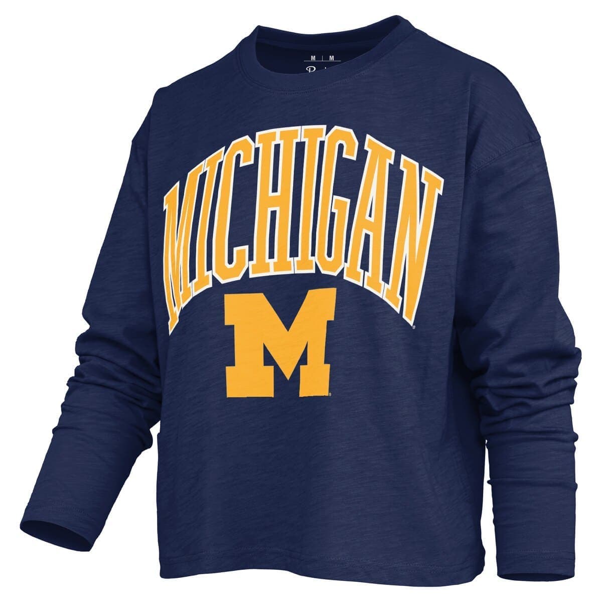 Women's Pressbox Navy Michigan Wolverines Motley Boxy Waist-Length Long Sleeve T-Shirt - image 2