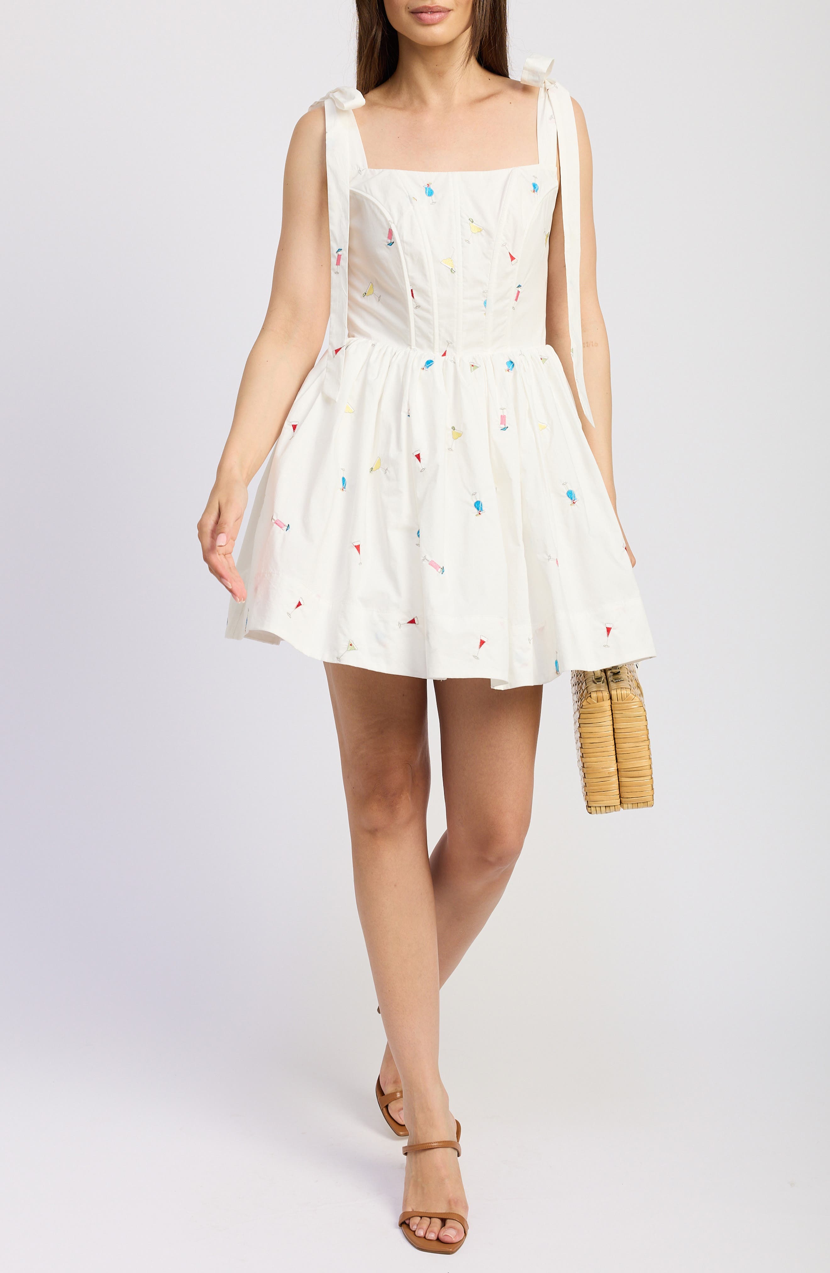 Nellie Embroidered Cotton Poplin Minidress - image 1