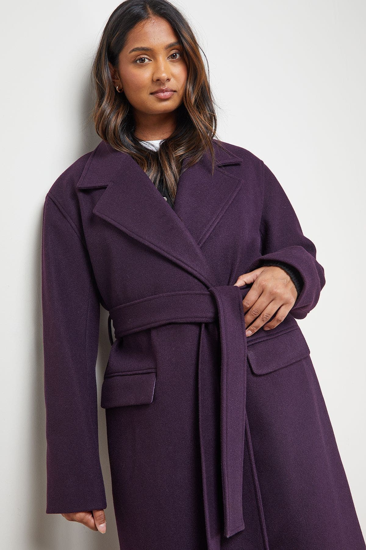 Tie Belt Detail Midi Coat - image 2