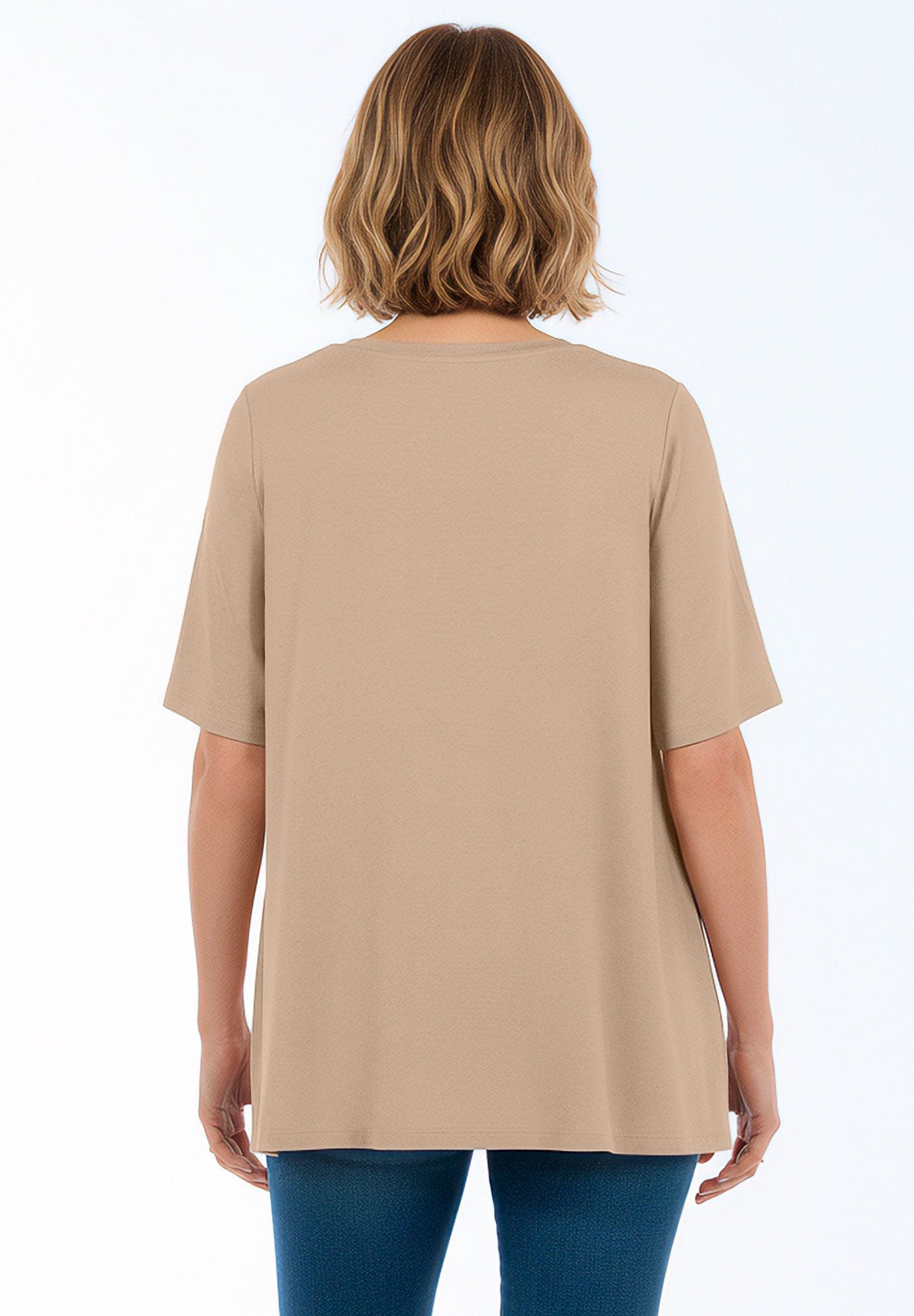 Stretch Knit V-Neck Swing Tunic - image 2